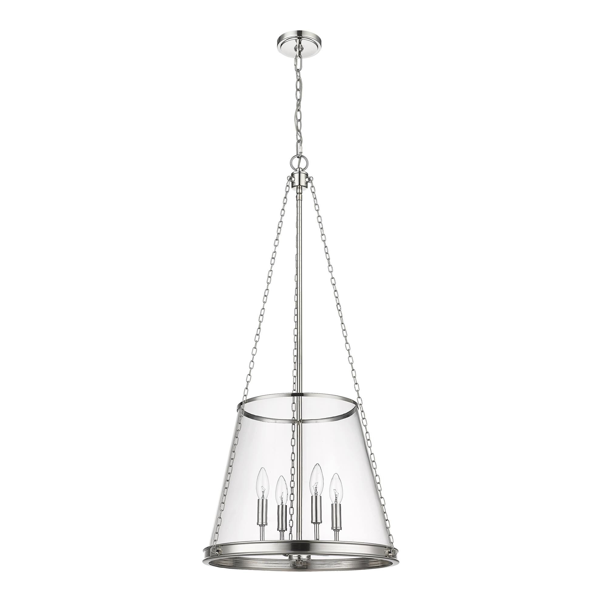 Shown in Polished Nickel finish and Clear glass