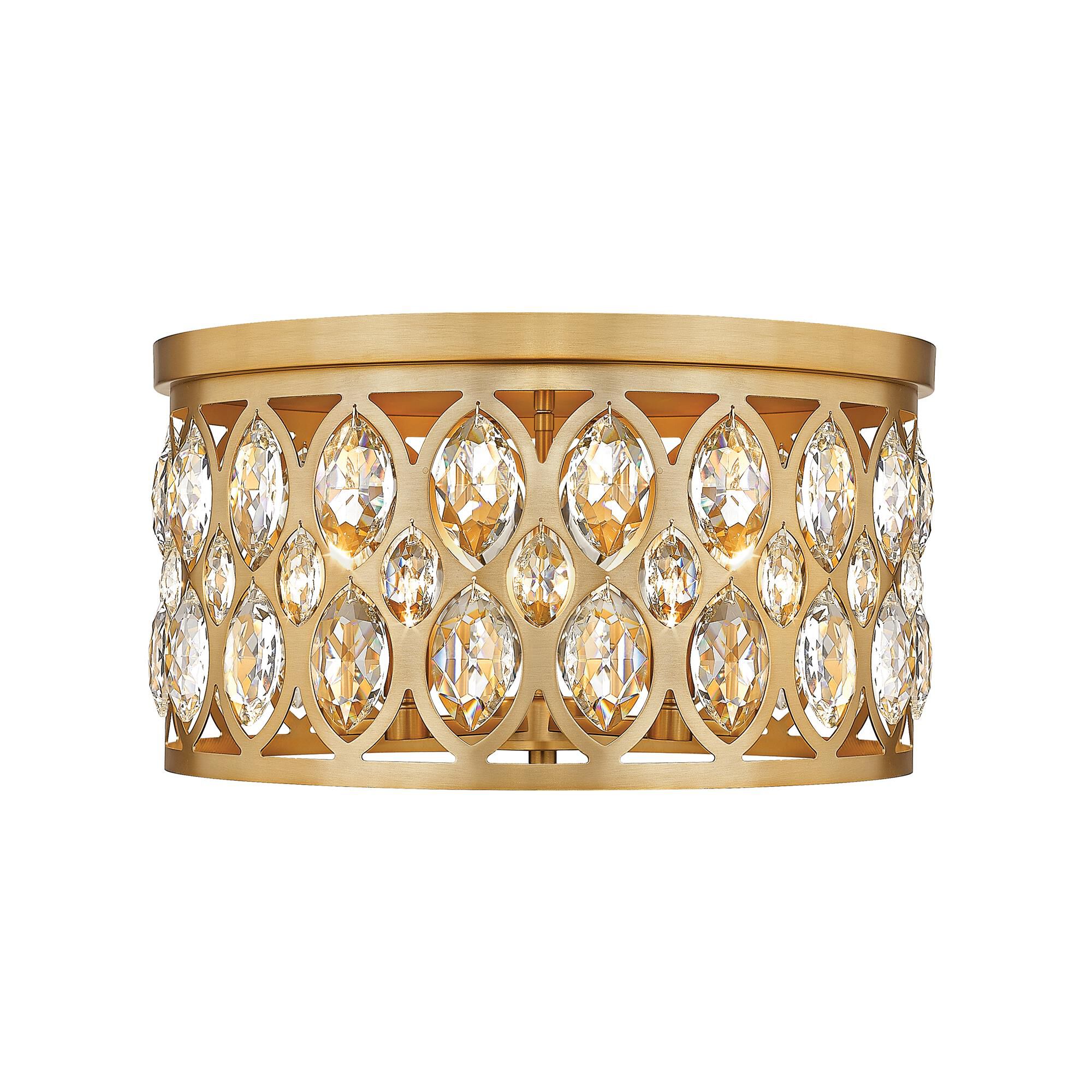 Shown in Heirloom Brass finish and Clear Crystal glass