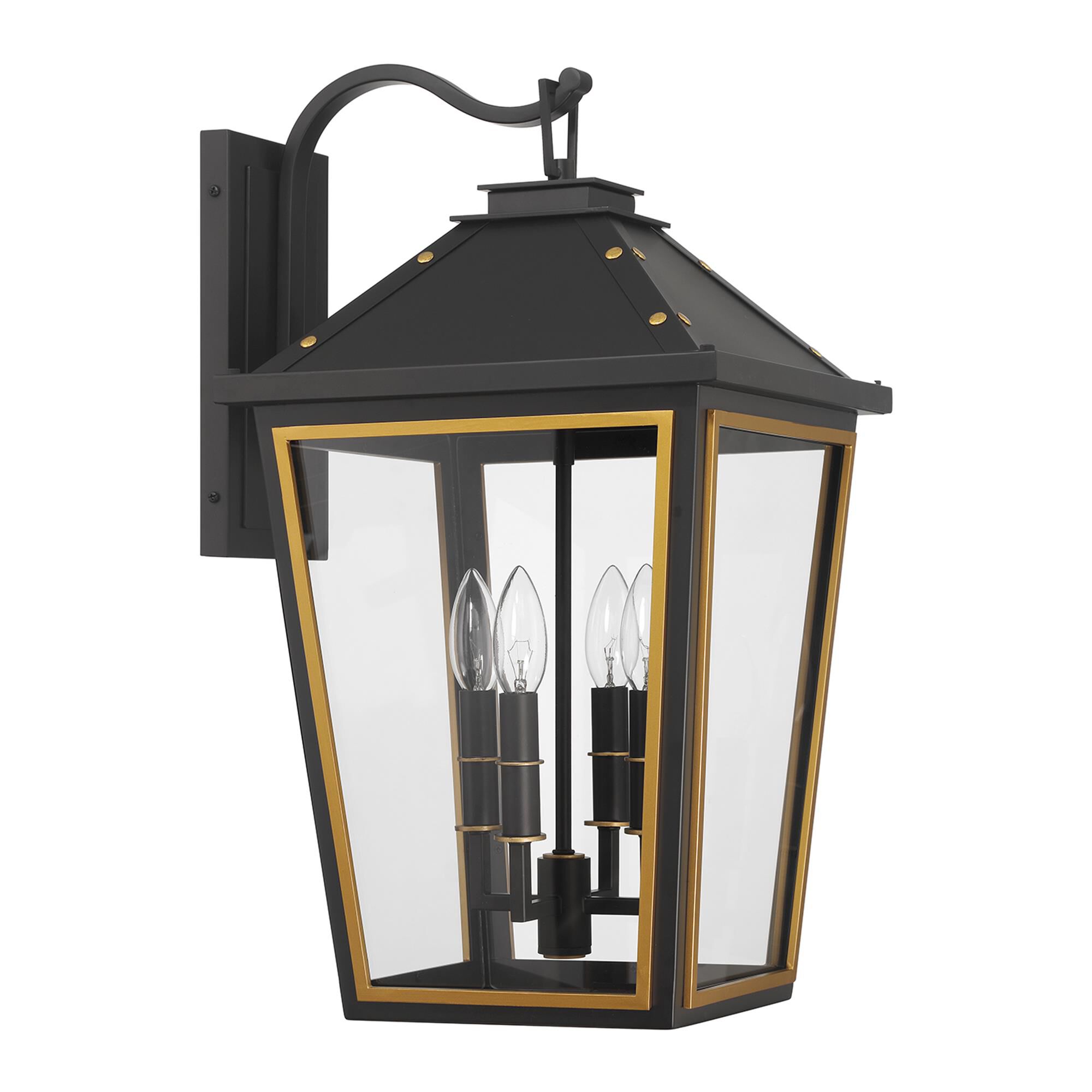 Shown in Matte Black and Textured Gold finish and Clear glass