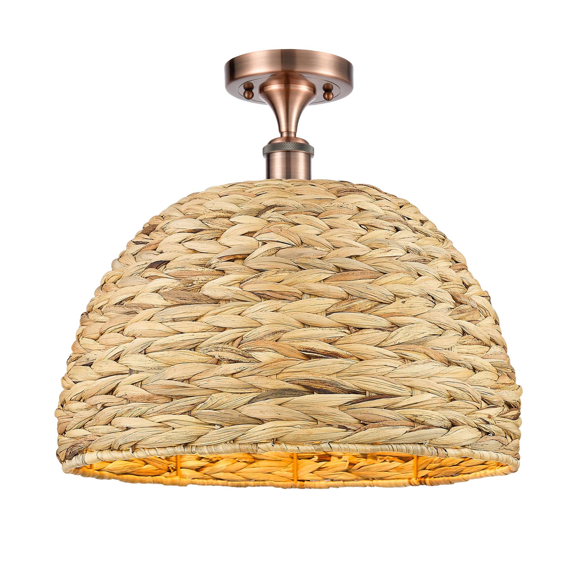 Shown in Antique Copper finish and Natural shade