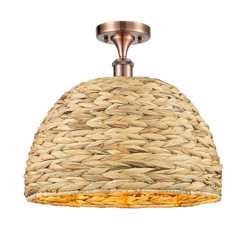 Bruno Marashlian Woven Rattan 16 Inch Semi Flush Mount by Innovations Lighting