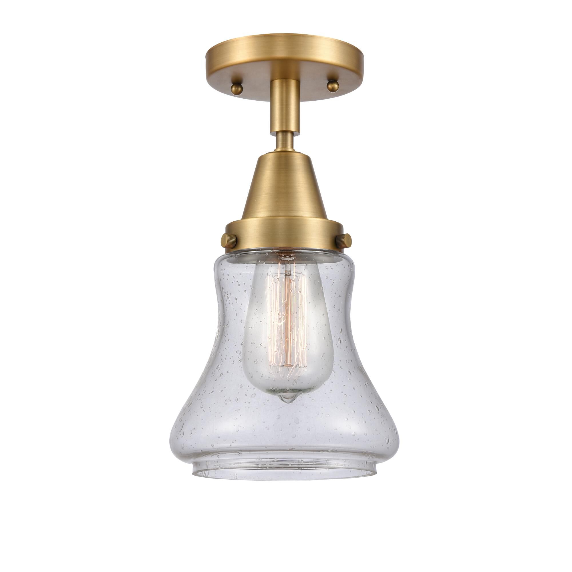 Shown in Brushed Brass finish and Seedy Bellmont glass