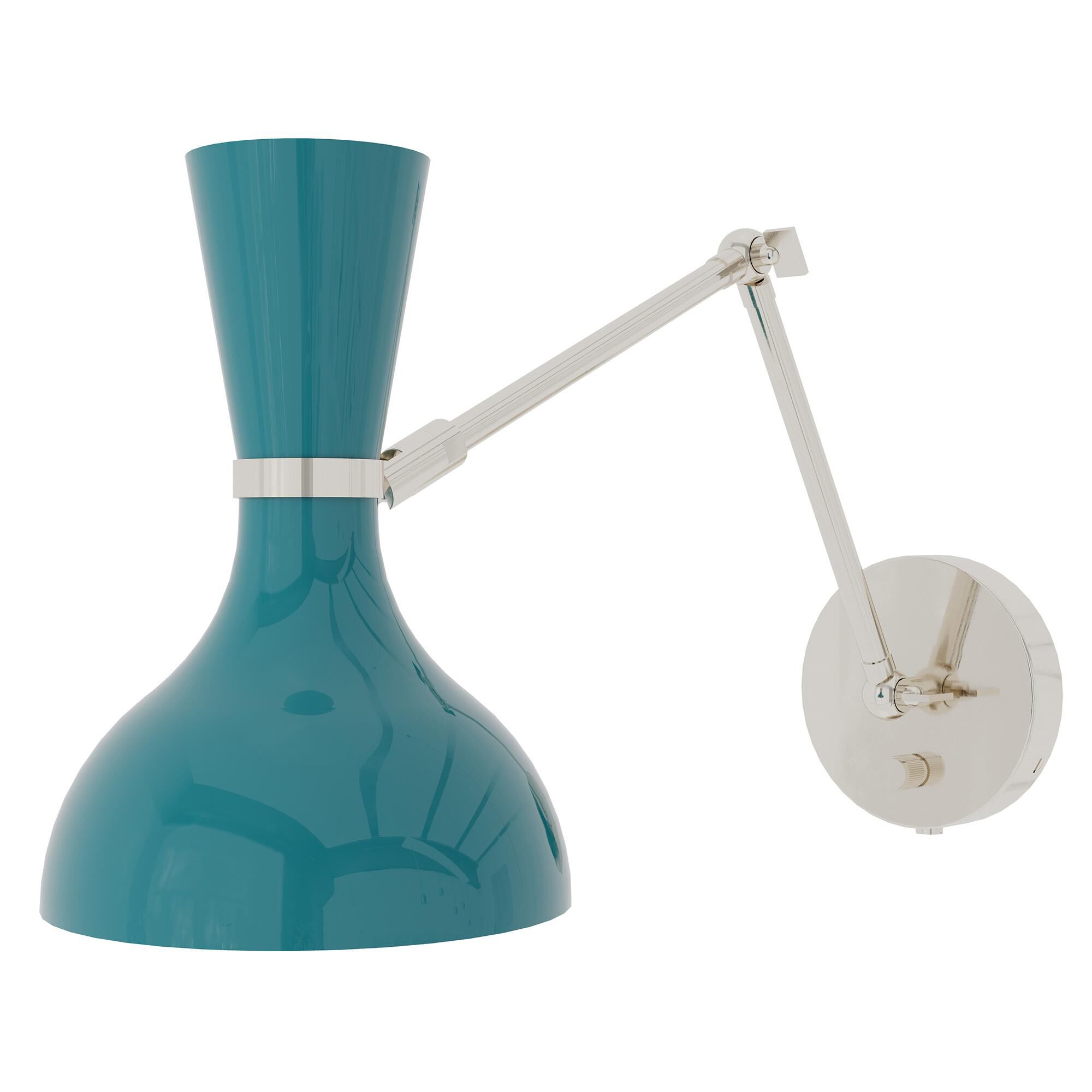 Shown in Polished Nickel finish and Peacock shade