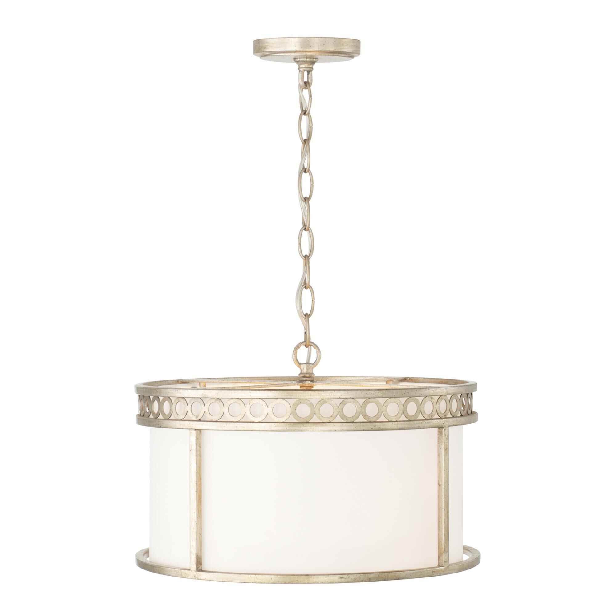 Shown in Winter Gold finish and White Fabric shade