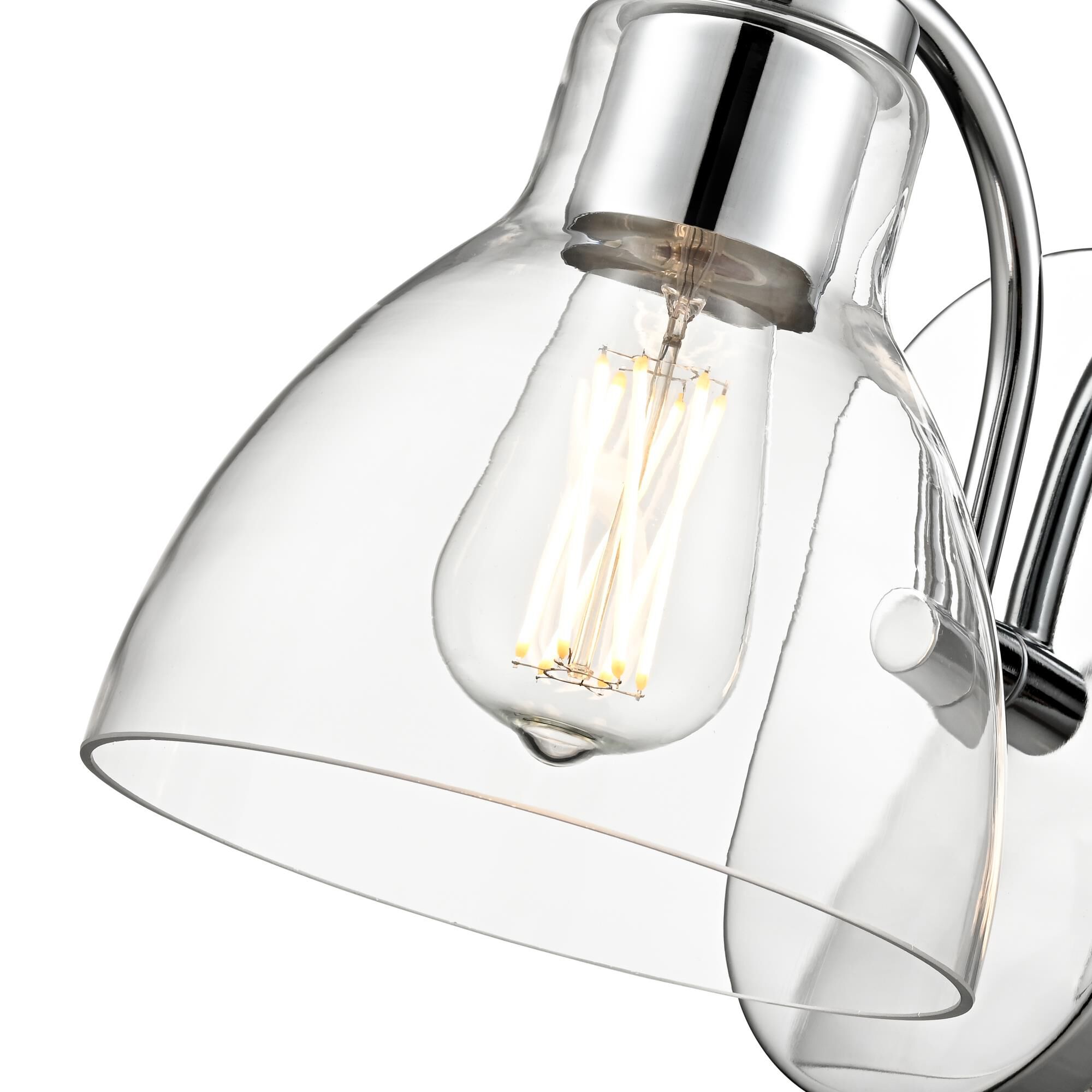 Shown in Chrome finish and Clear glass