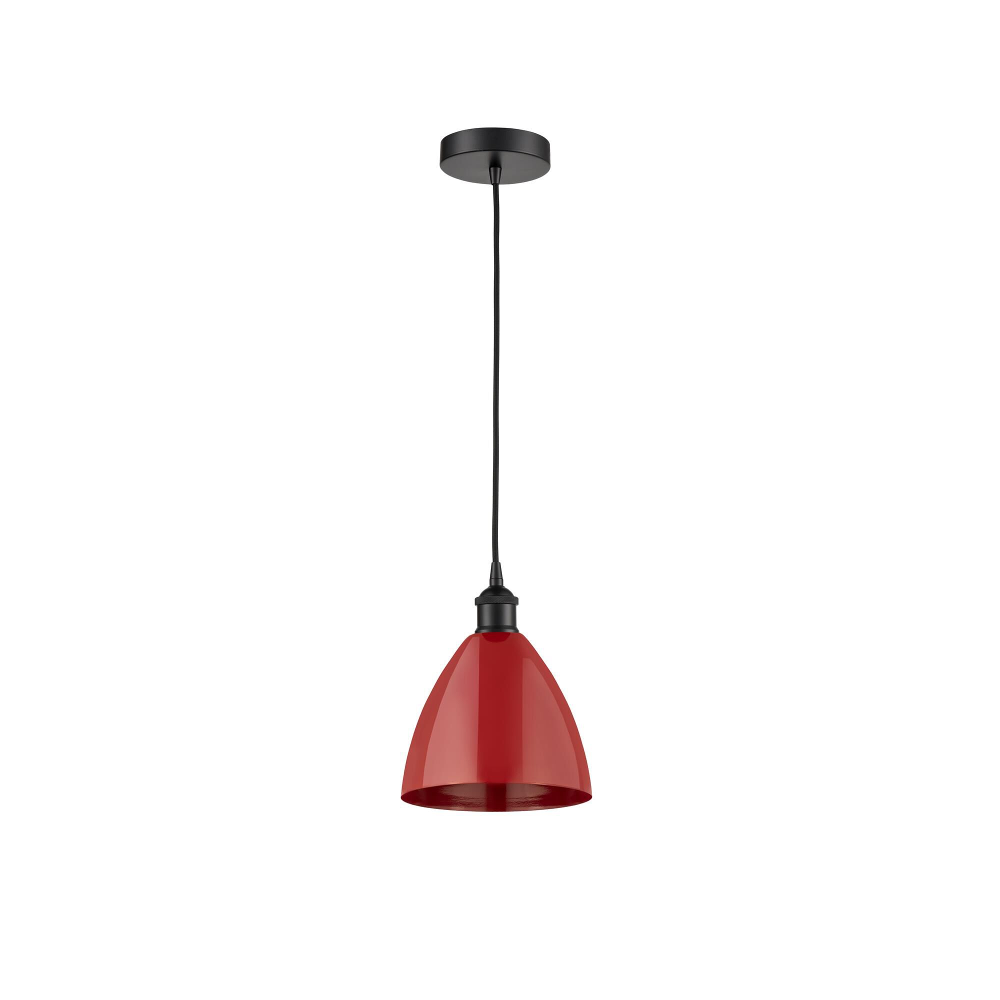 Shown in Matte Black finish and Red Dome shade