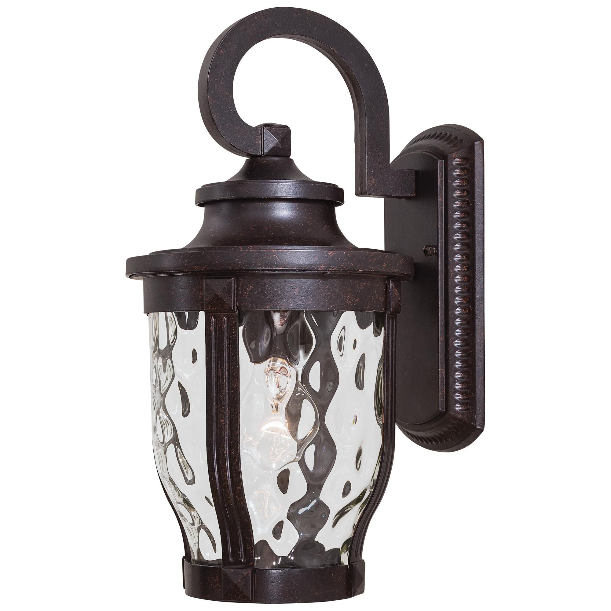 Shown in Corona Bronze finish and Clear glass and Hammered Glass shade