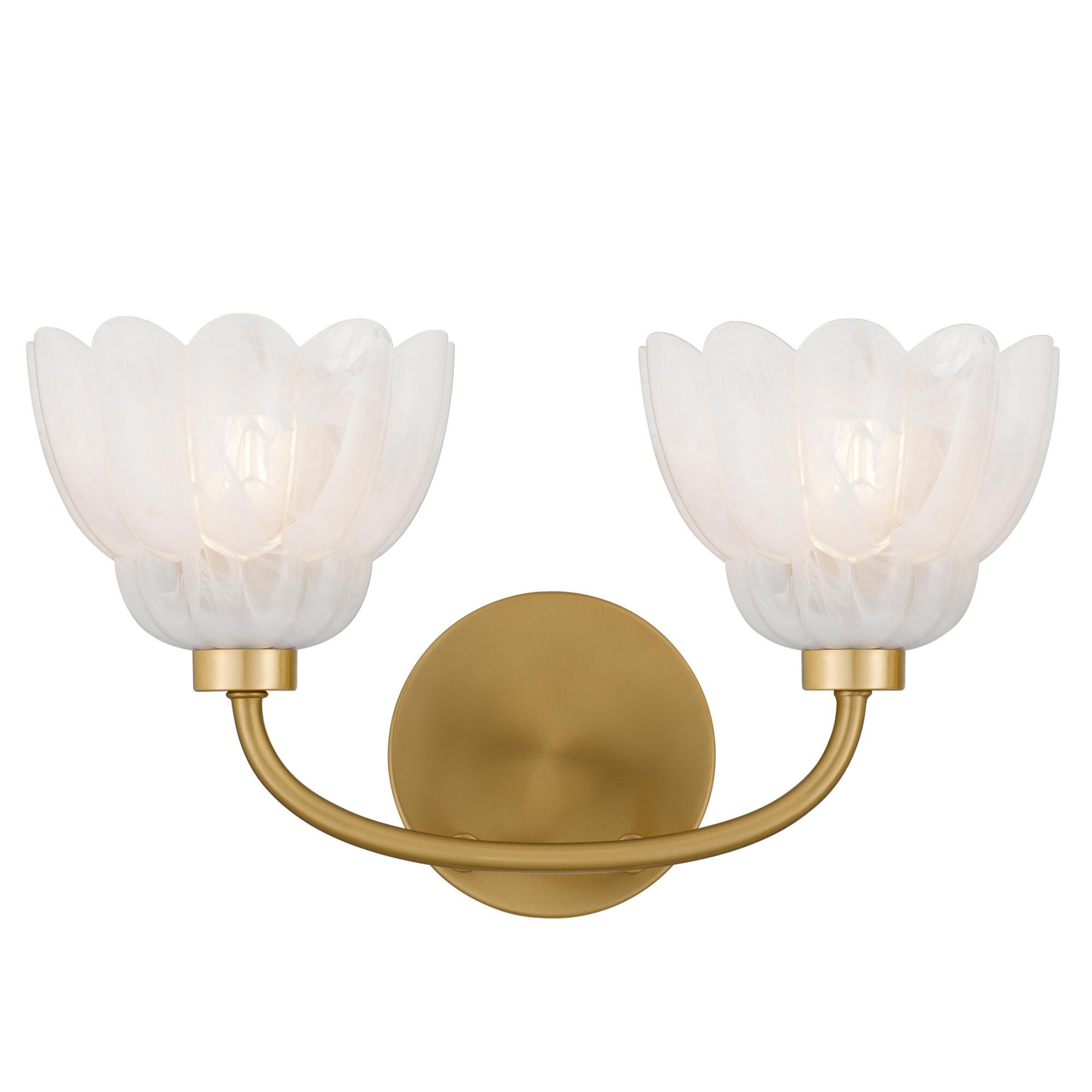 Shown in Brushed Gold finish and Alabaster Glass shade