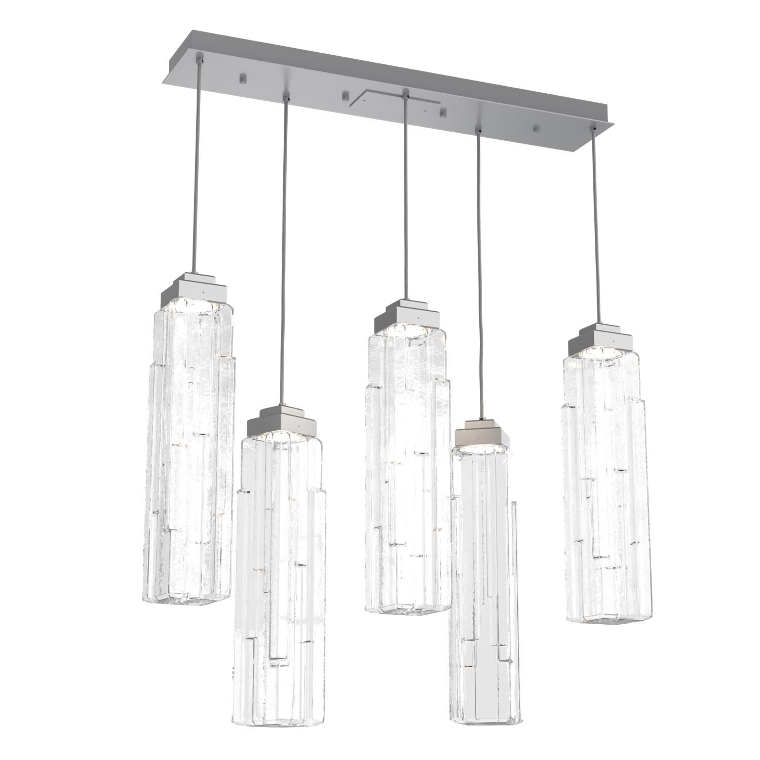 Shown in Classic Silver finish and Ledgestone Blown And Clear glass