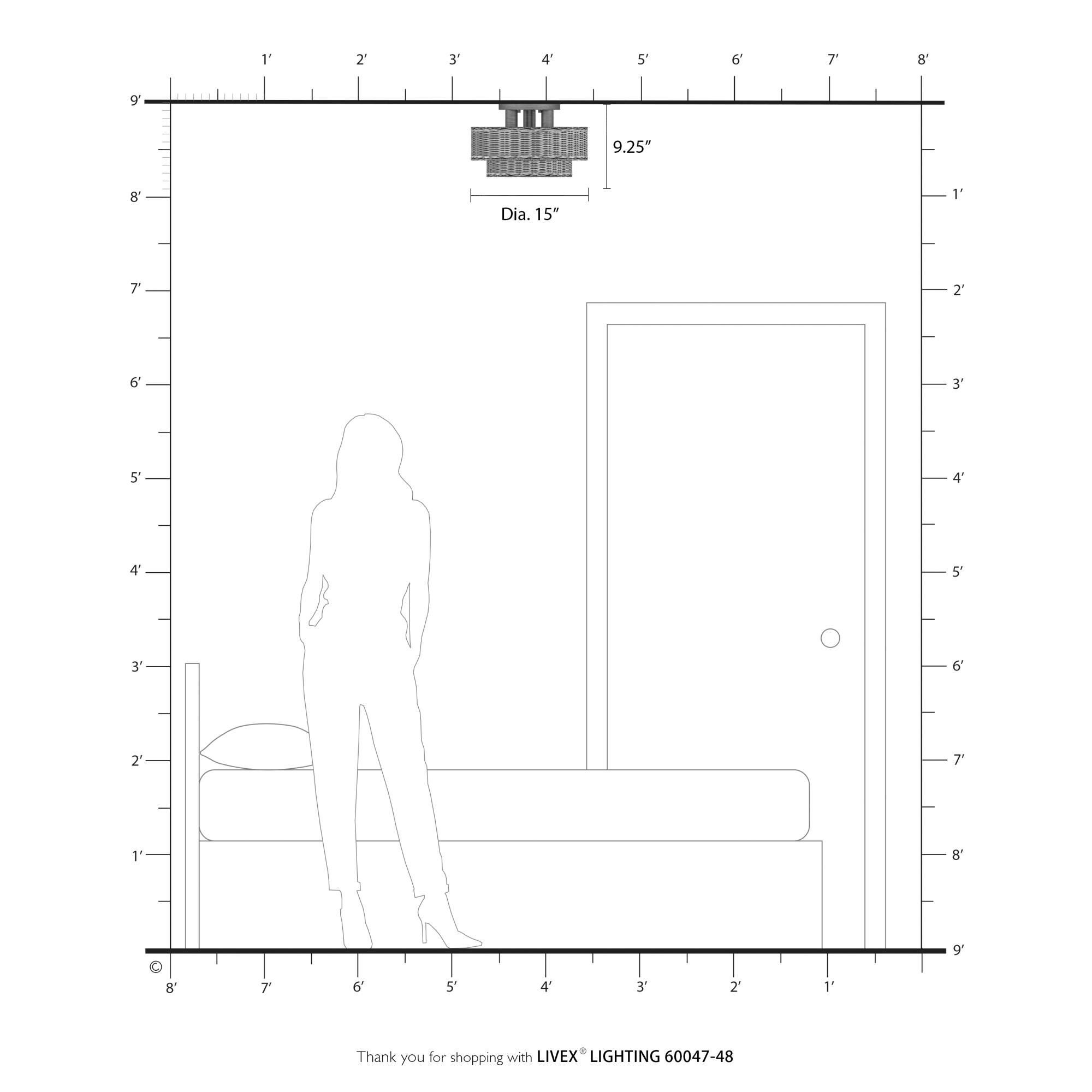 Shown in Antique Gold Leaf finish and Hand-Woven Rustic Walnut Color Rattan shade