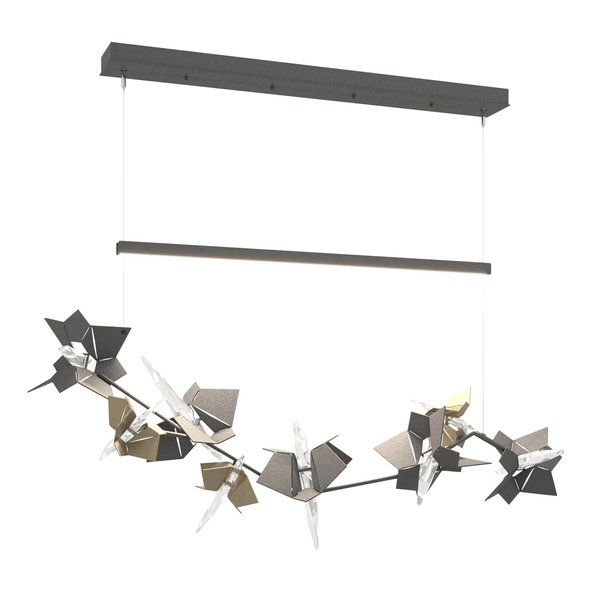 Shown in Natural Iron finish and Swarovski crystal and Natural Iron glass and Soft Gold accent