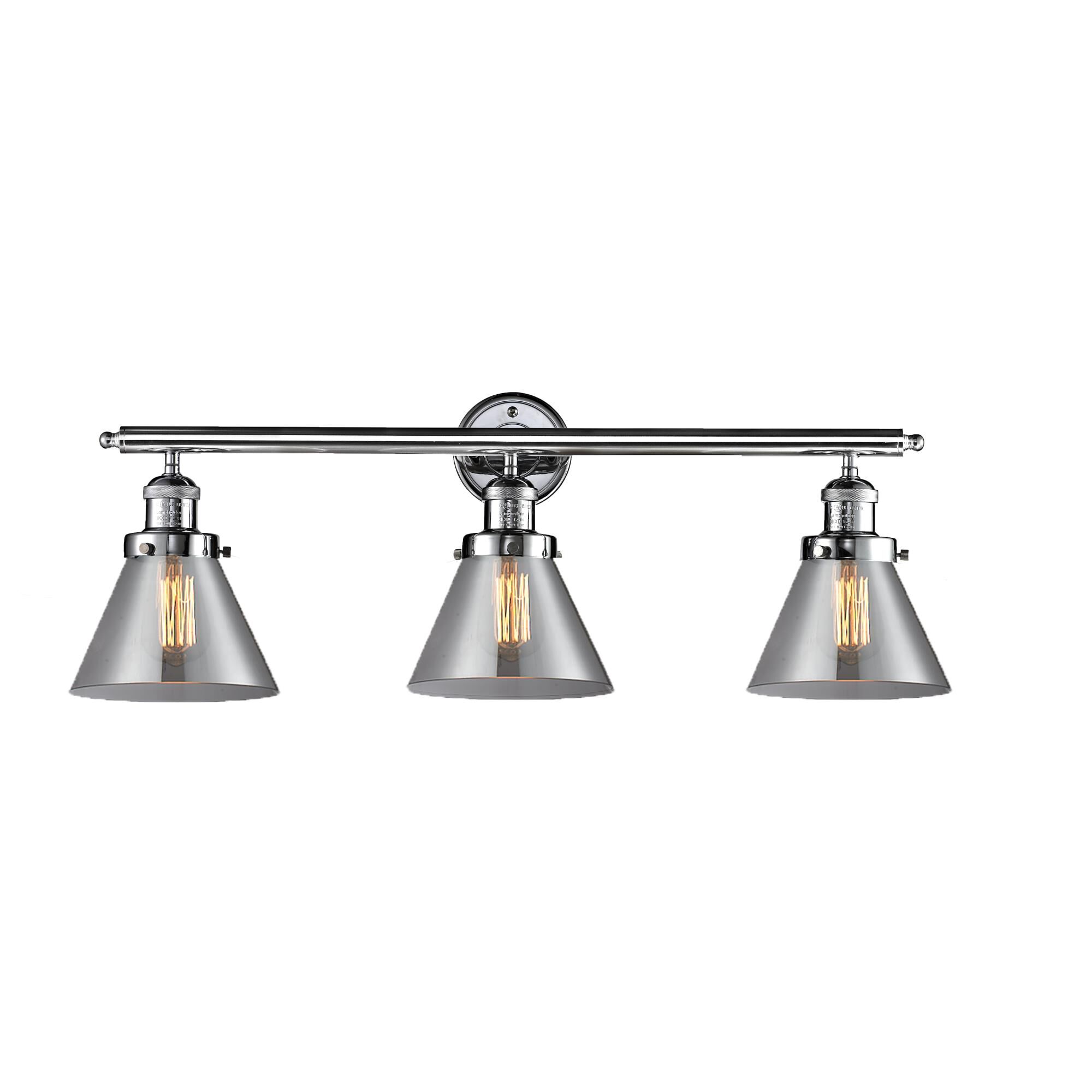 Bruno Marashlian Large Cone 32 Inch 3 Light Bath Vanity Light by Innovations Lighting