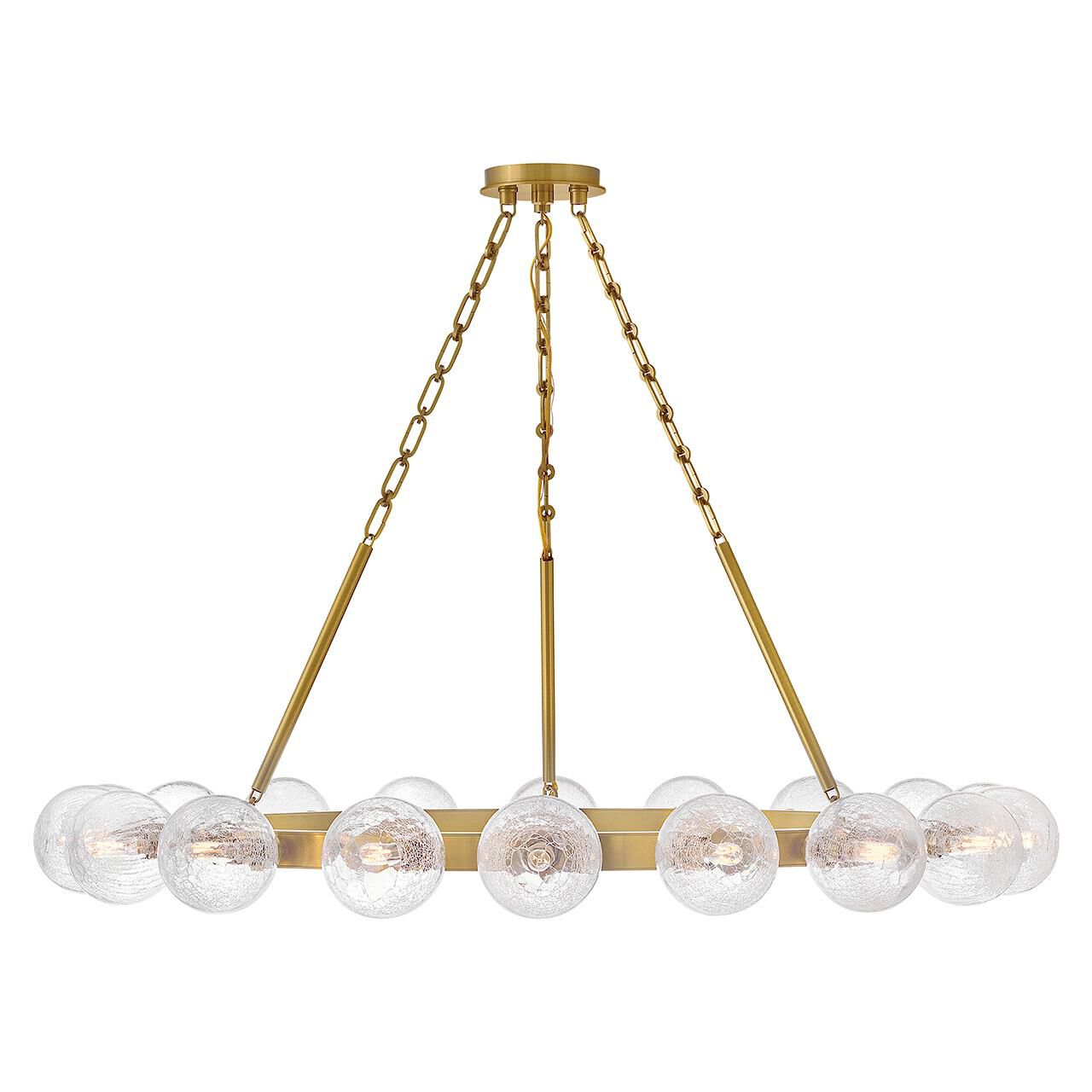 Shown in Lacquered Brass finish and Crackle glass