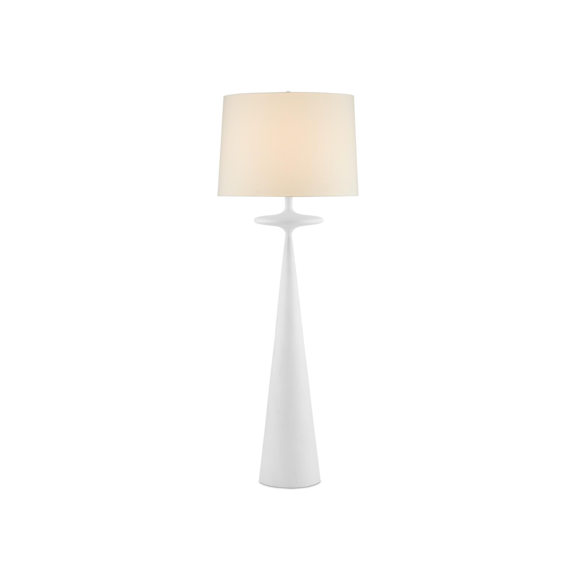 Shown in Gesso White finish and Off-White Linen shade