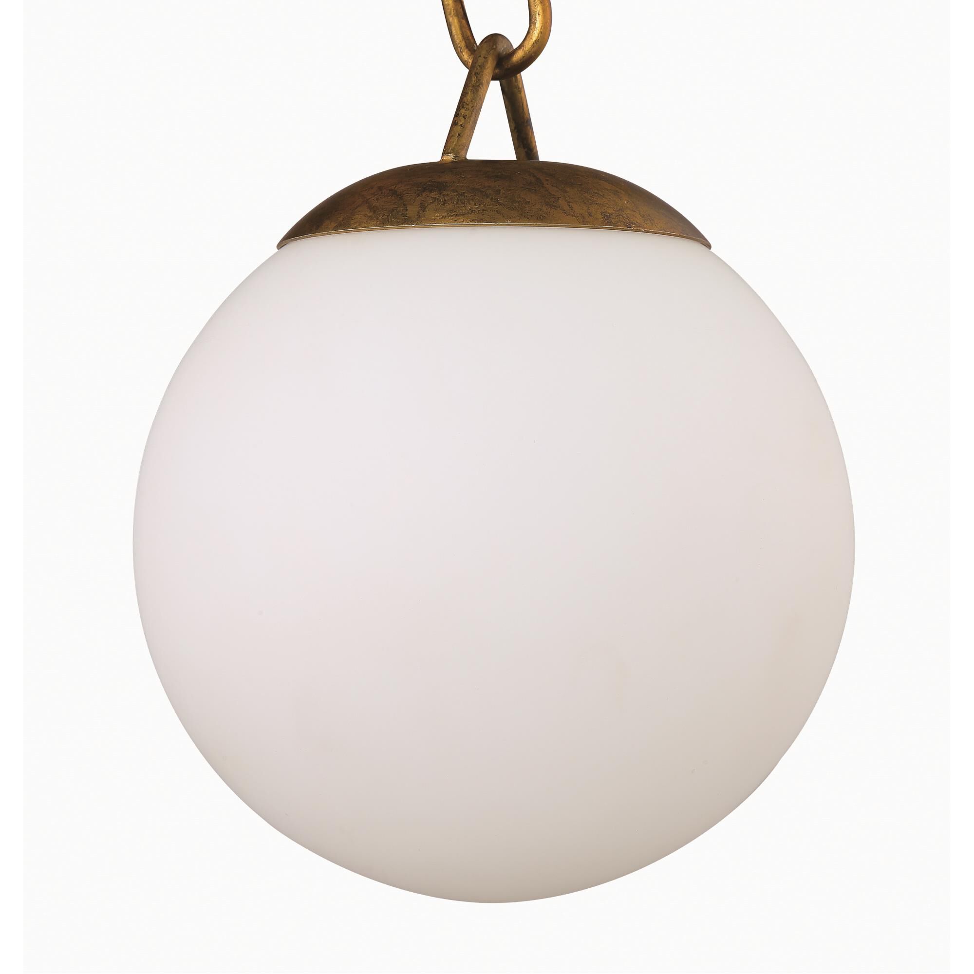 Shown in Patina Aged Brass finish and White Frosted glass