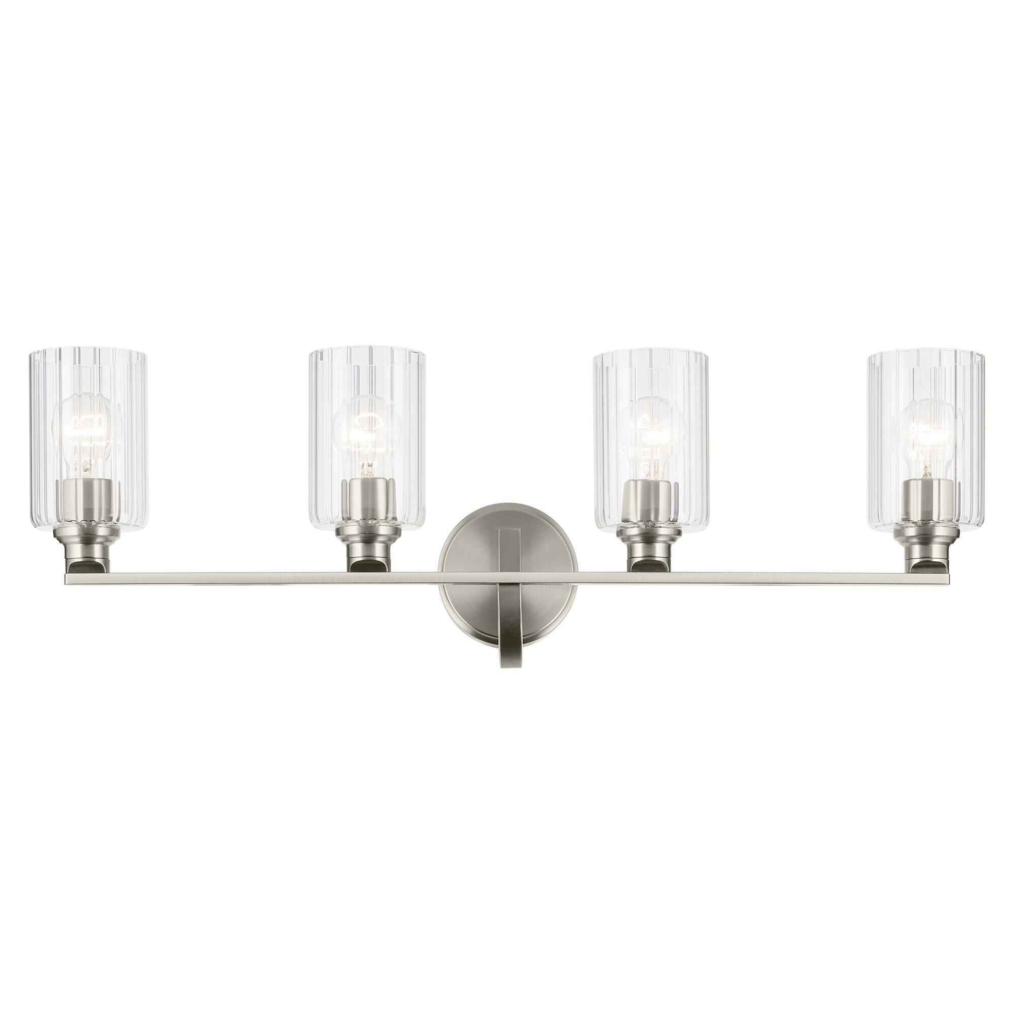 Shown in Brushed Nickel finish and Clear Fluted glass