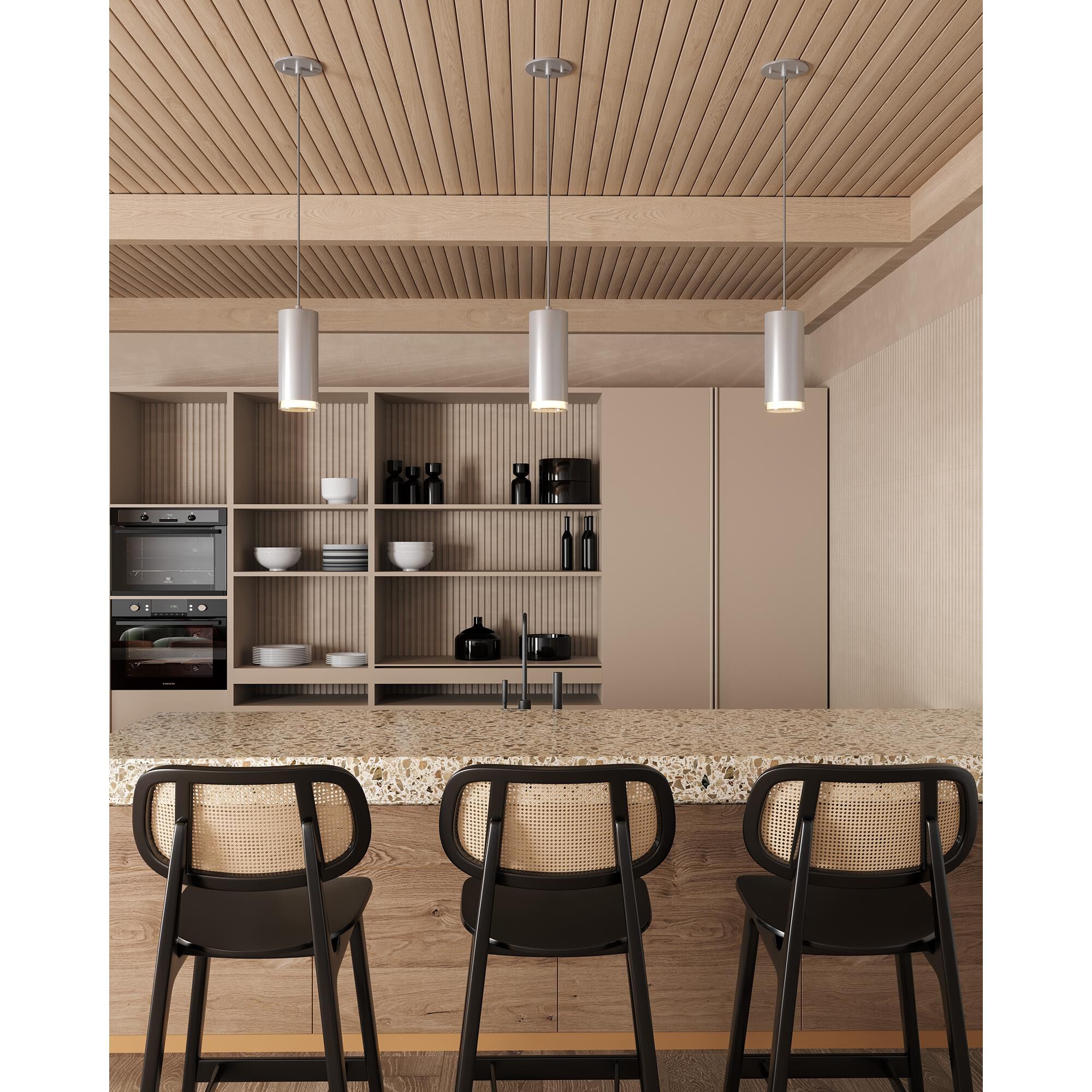 Shown in Brushed Nickel finish and Acrylic - Clear glass