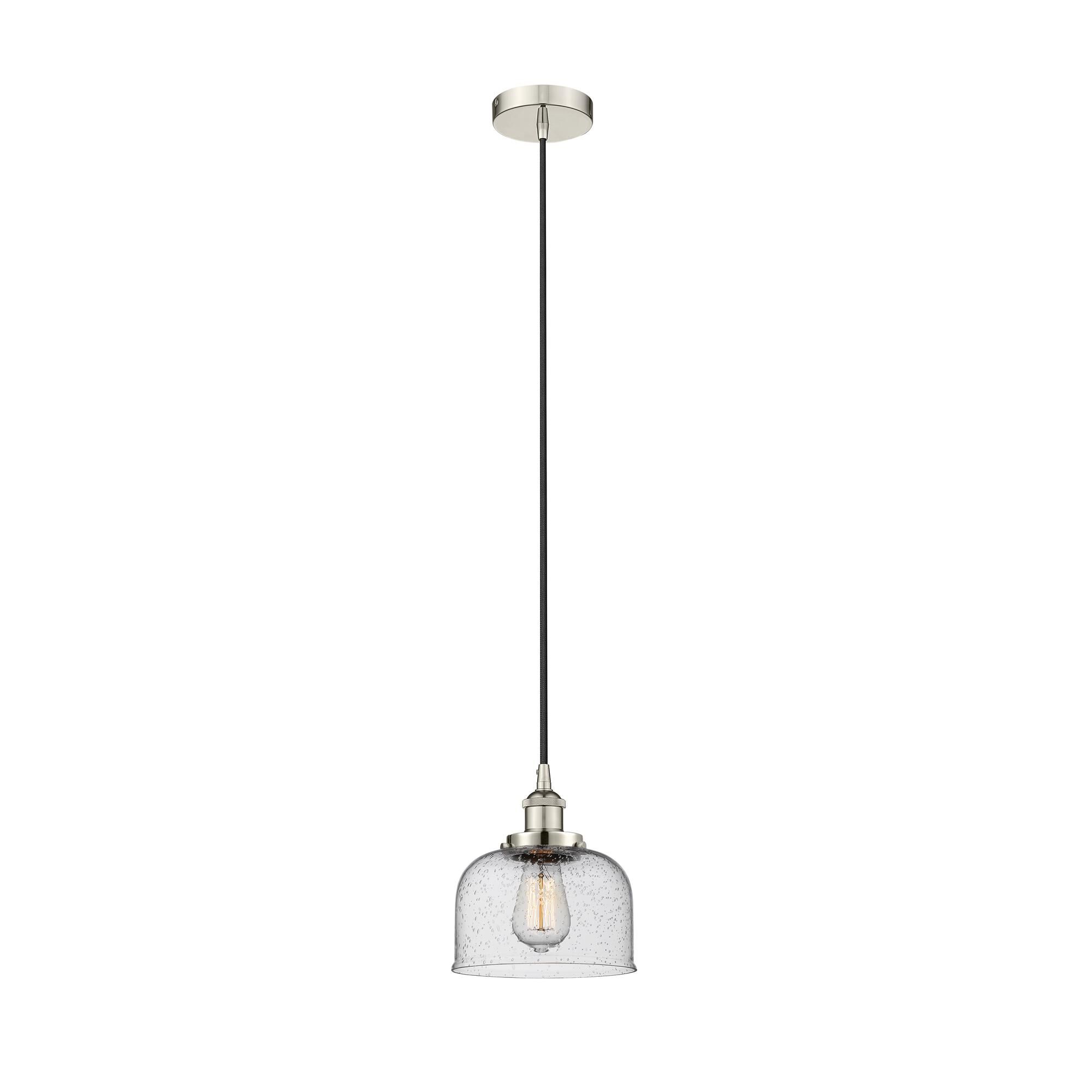 Shown in Polished Nickel finish and Seedy glass