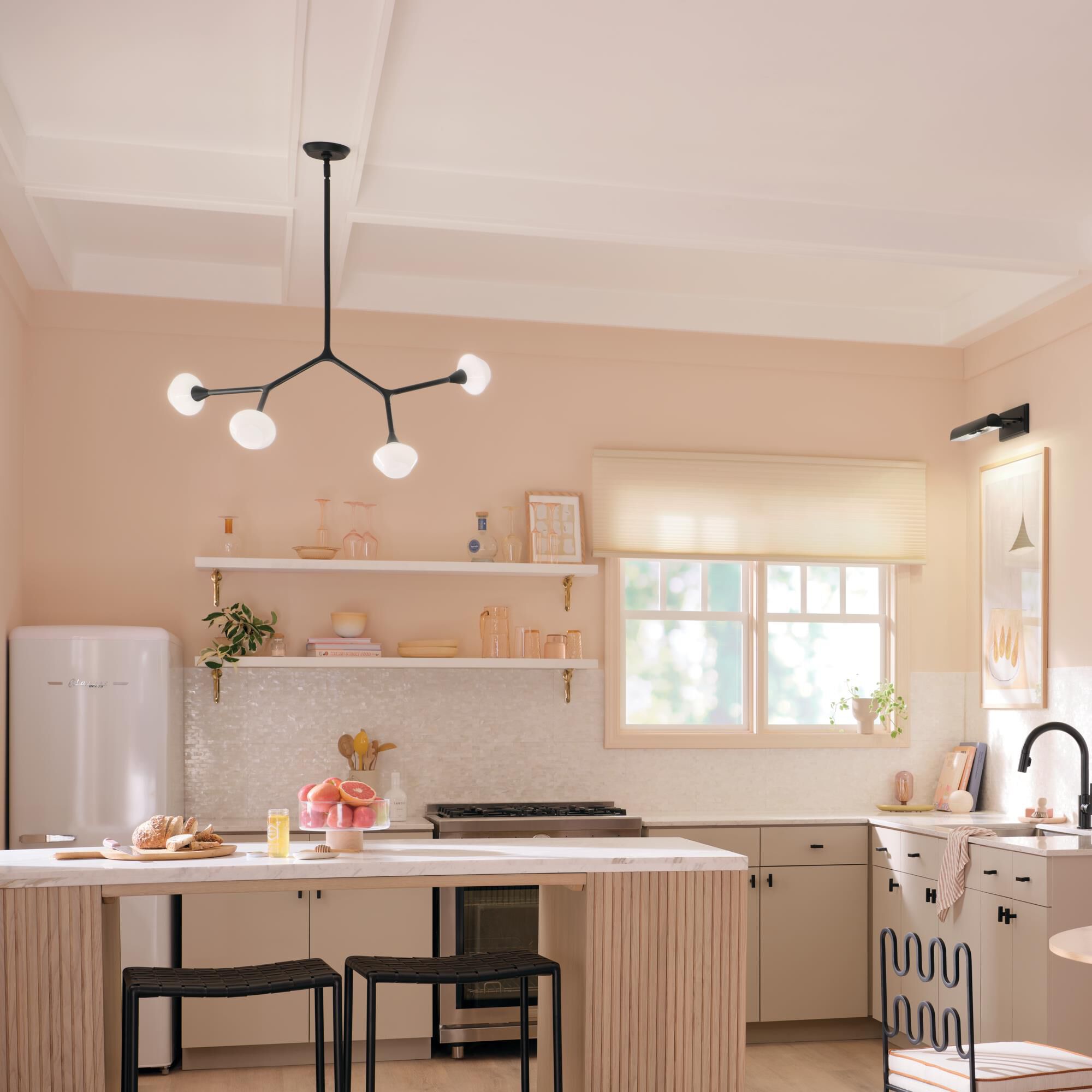 Shown in Black finish and Opal glass