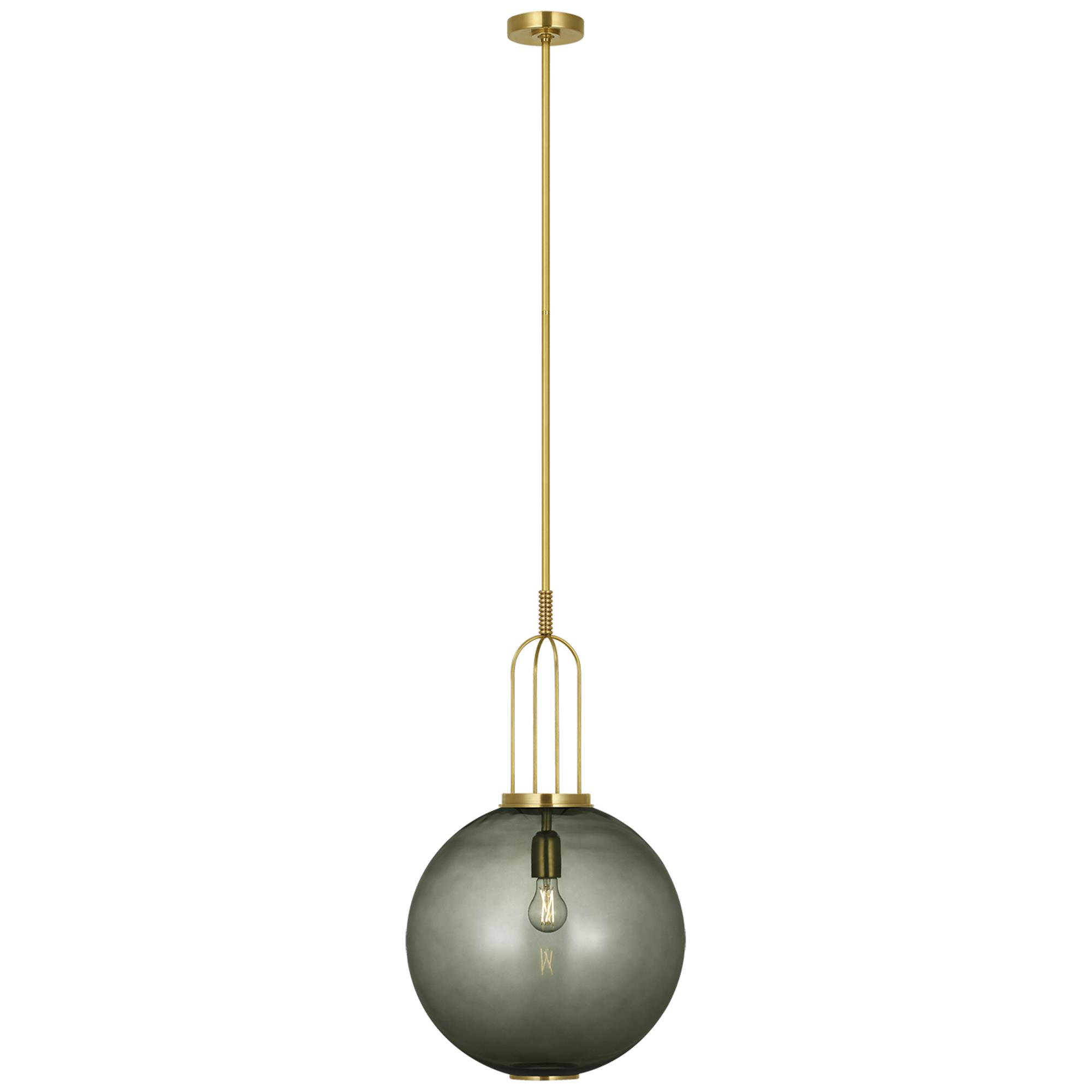 Shown in Soft Brass finish and Smokey glass