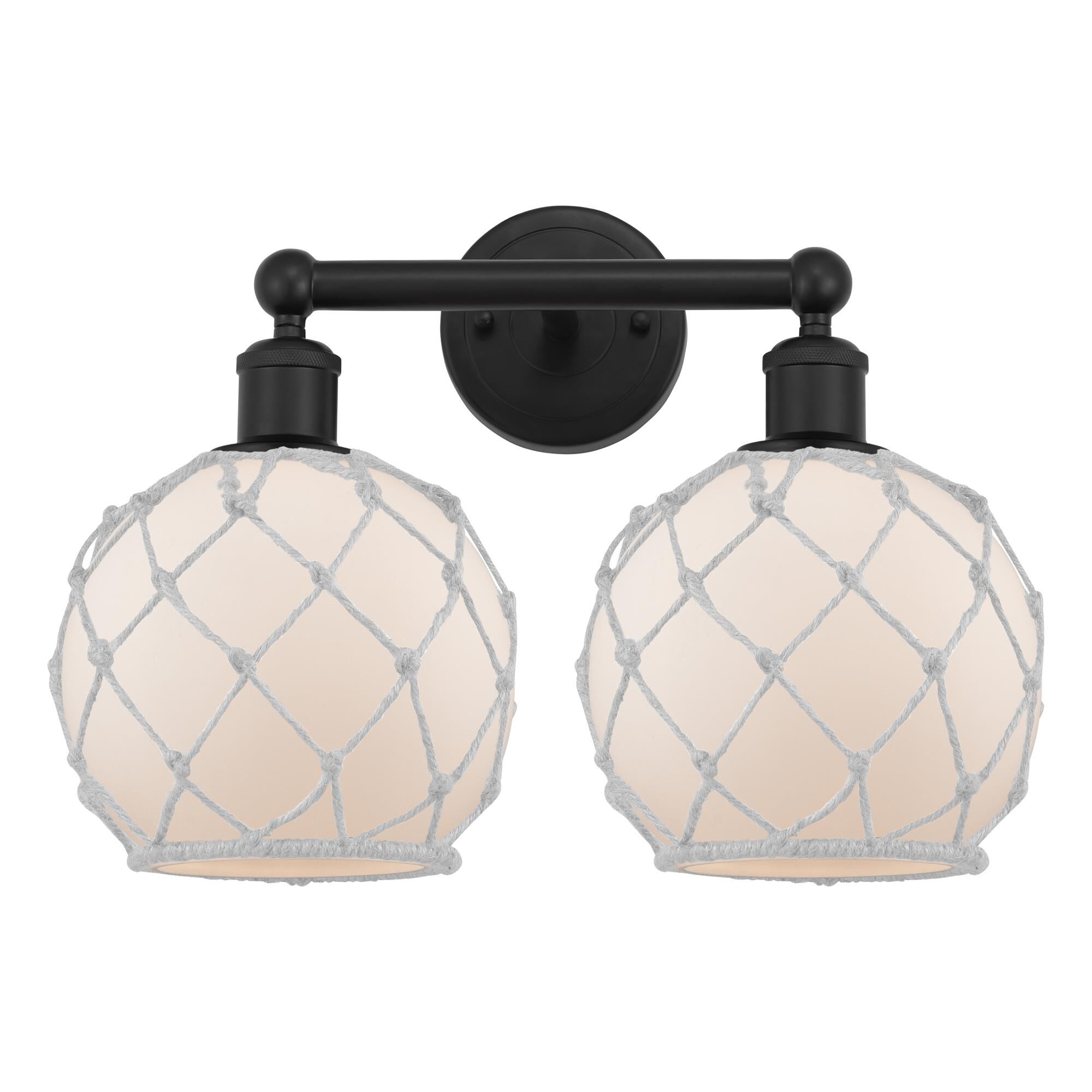 Shown in Matte Black finish and White with White Rope glass