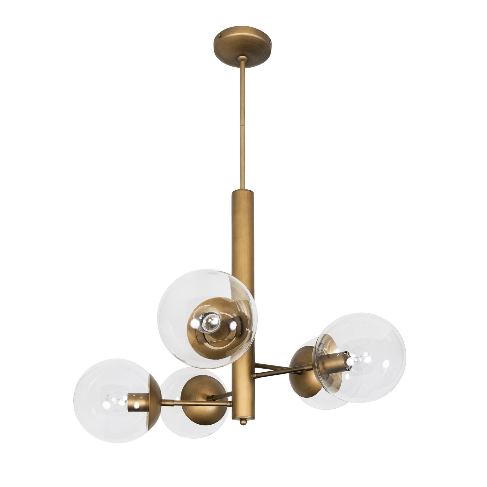 Shown in Antique Brass finish and Clear glass