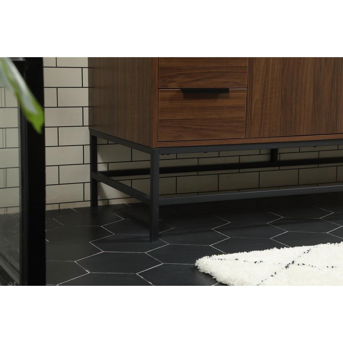 Shown in Walnut finish and Without Backsplash accent