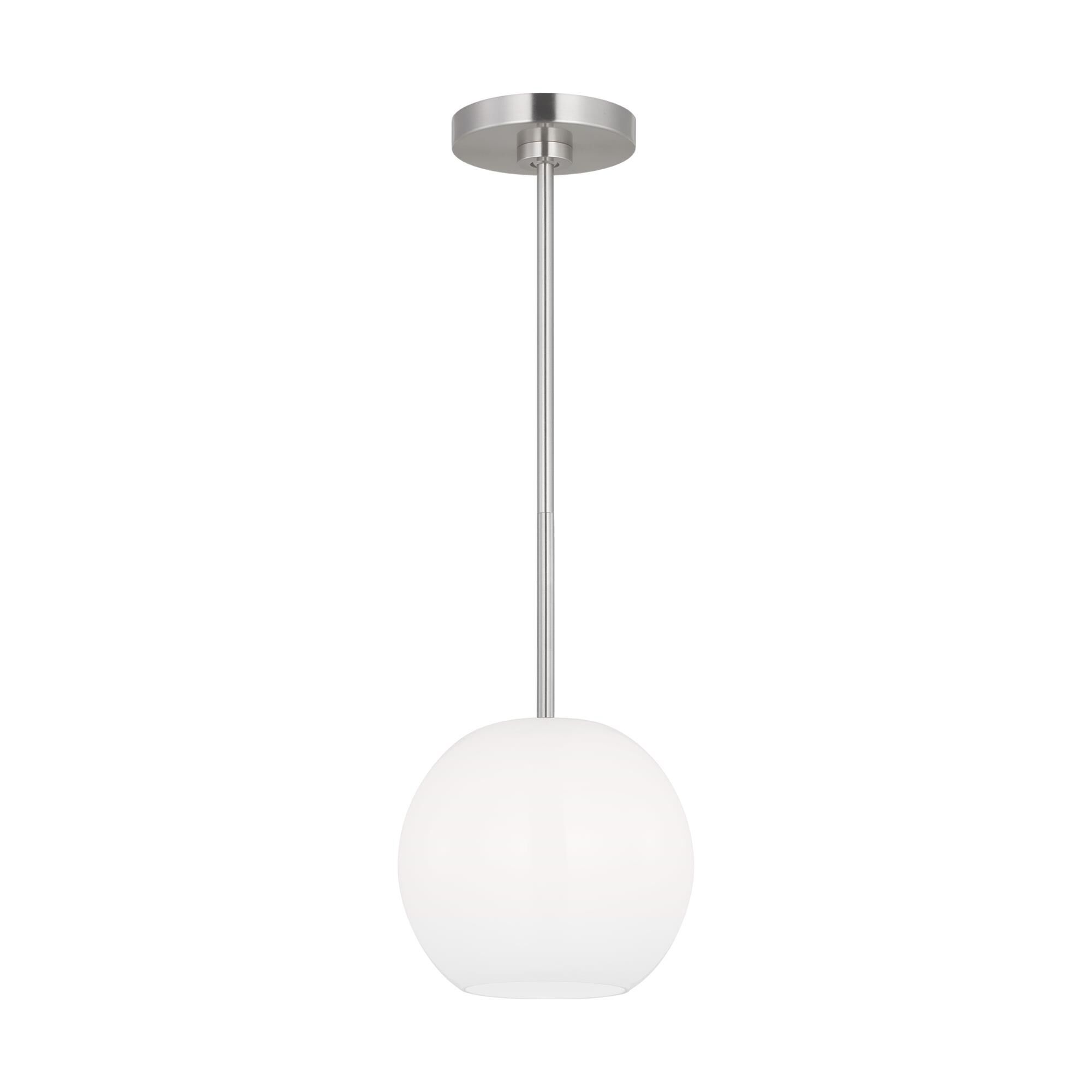 Shown in Brushed Steel finish and Clear Outside / Painted White Inside Glass shade