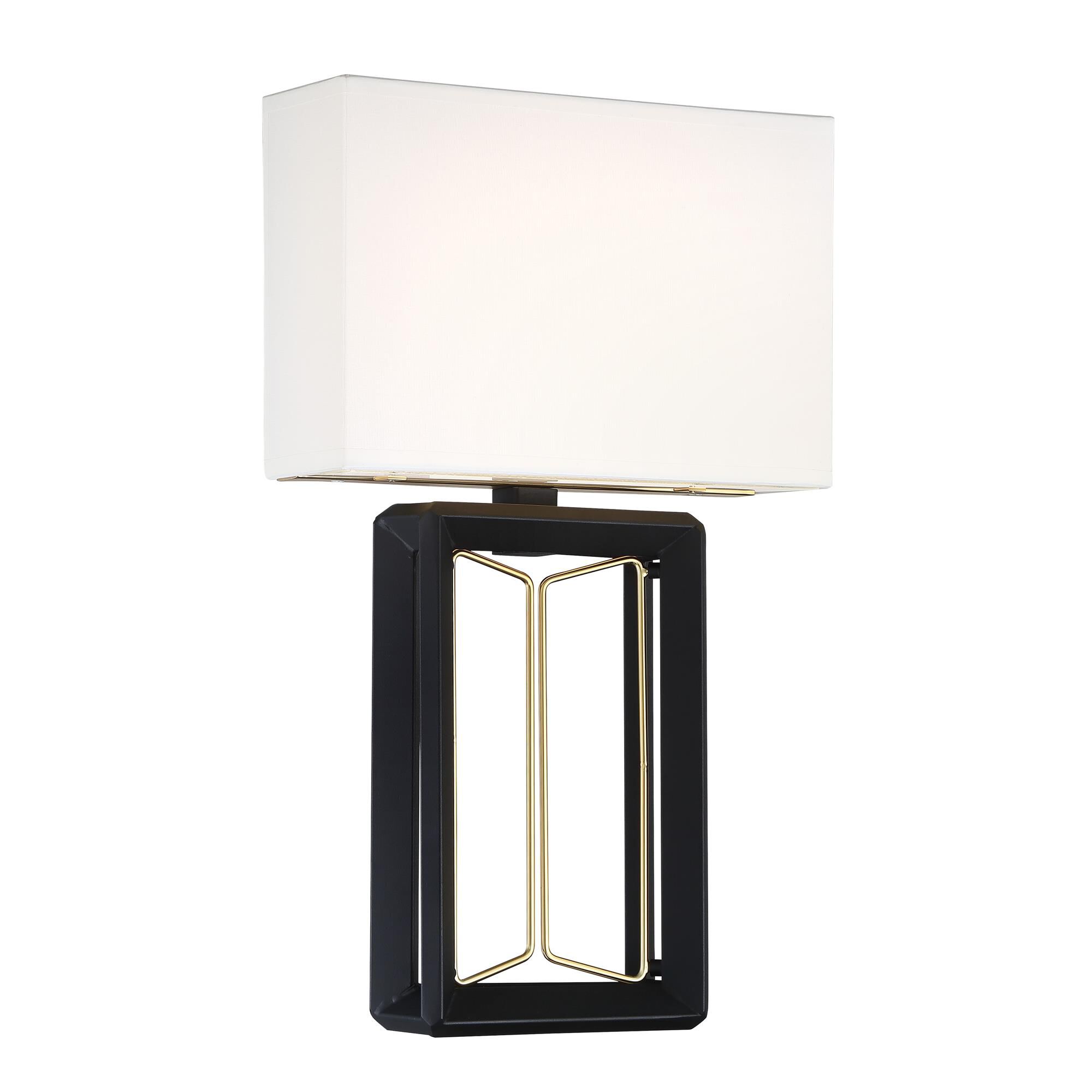 Shown in Sand Coal Finish With Honey Gold Accents finish and White Linen shade
