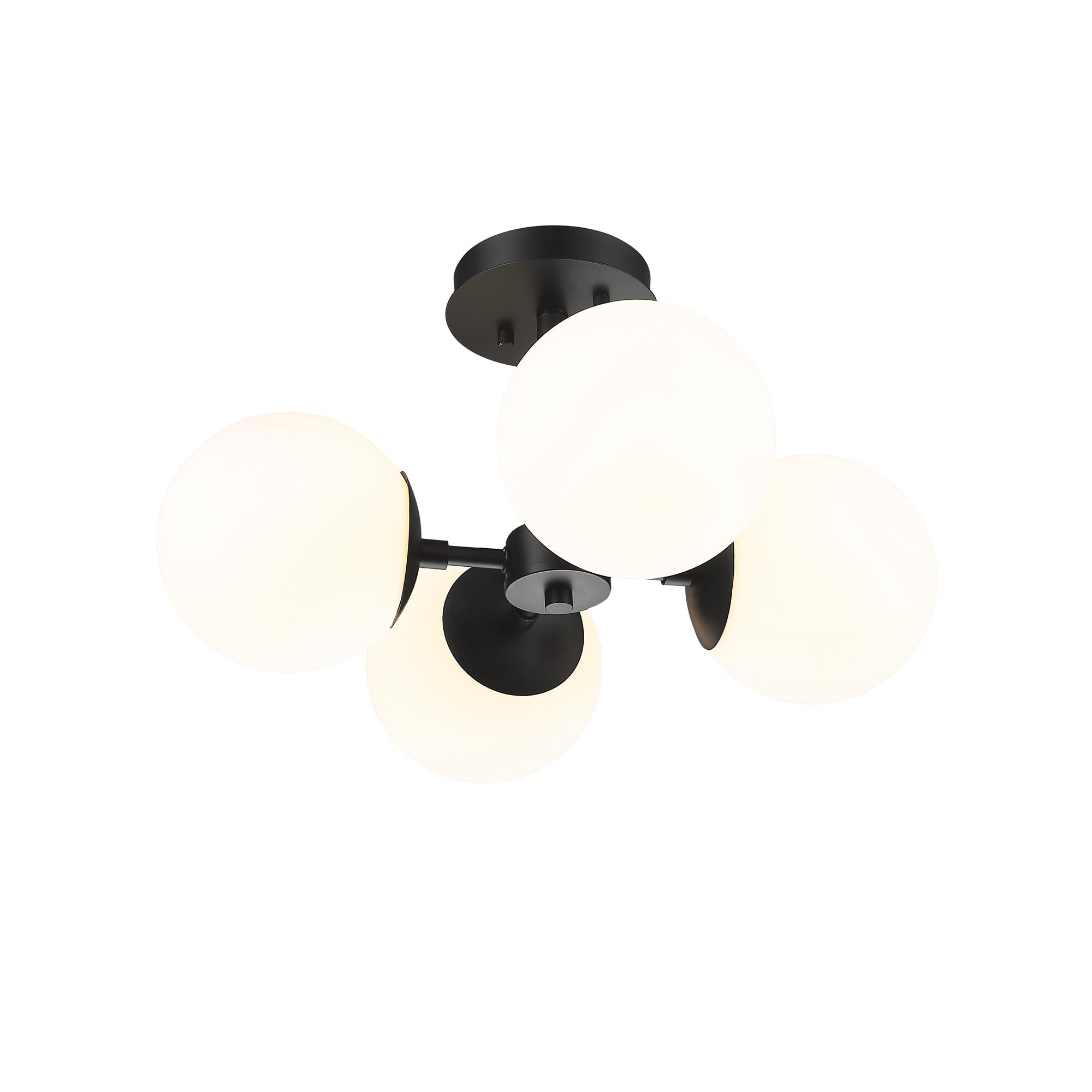 Shown in Matte Black finish and Glass shade