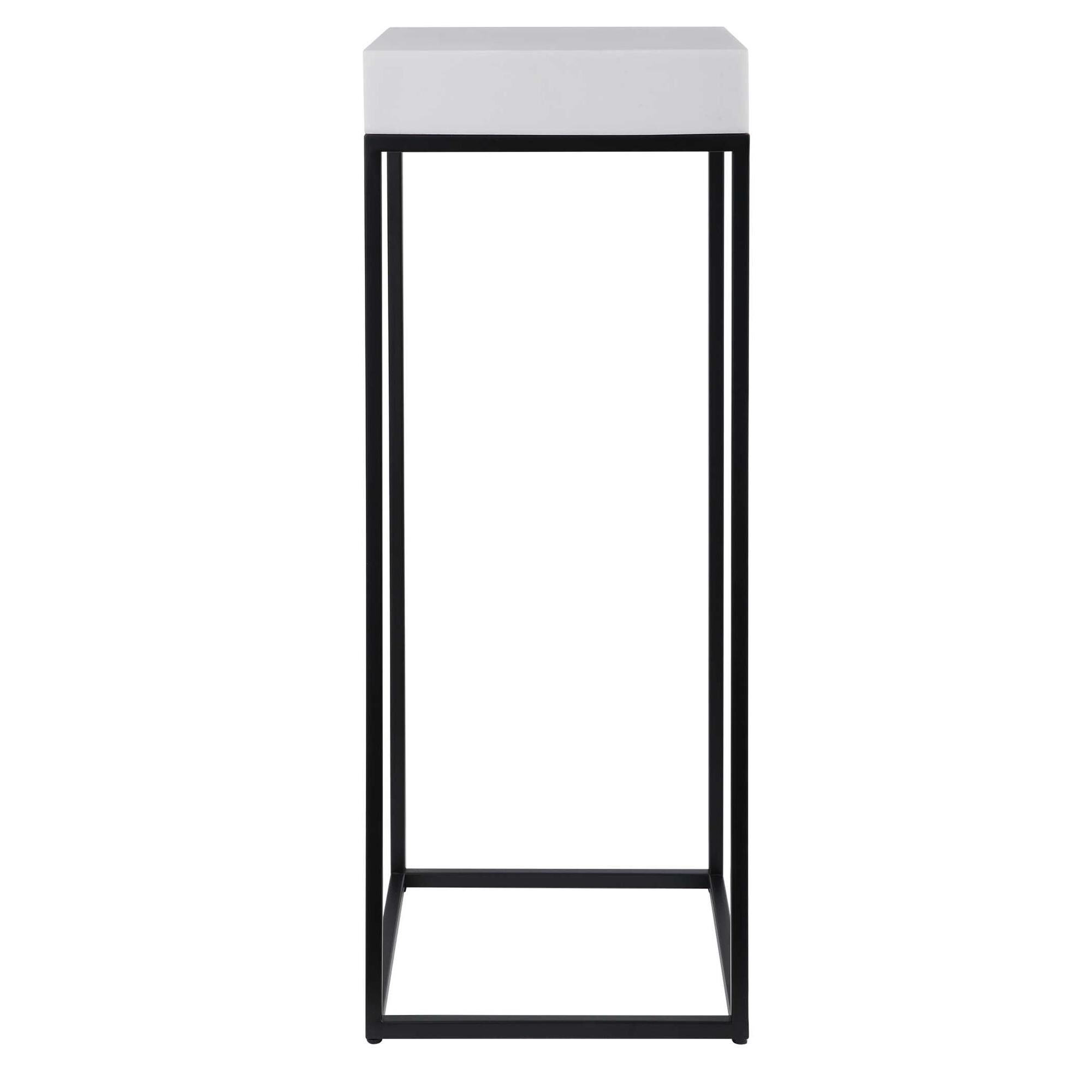 Shown in This Modern Plant Stand Combines A White Marble Look, Atop A Simple Steel Base Finished In Aged Blac finish
