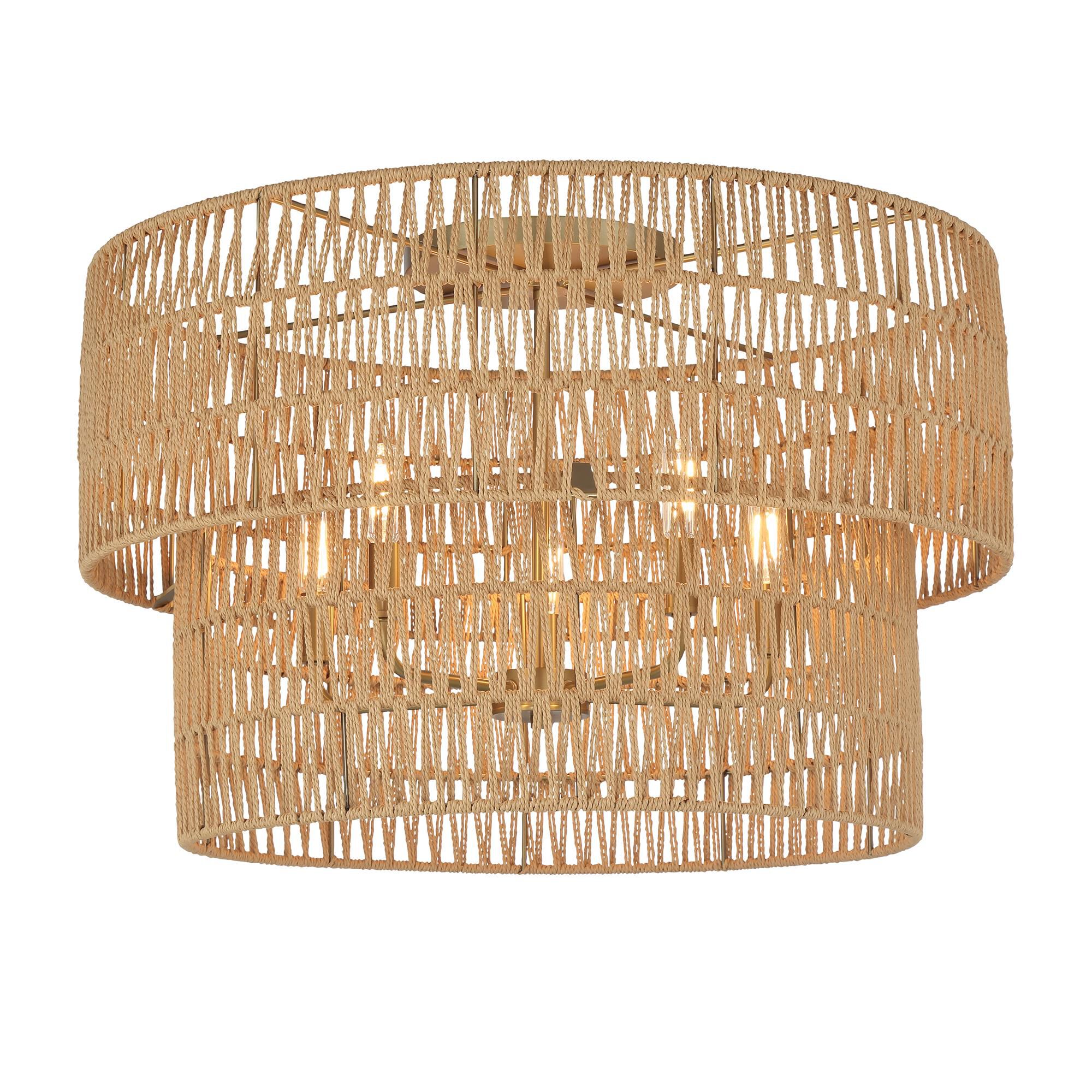 Shown in Soft Brass finish and Papyrus Rope shade
