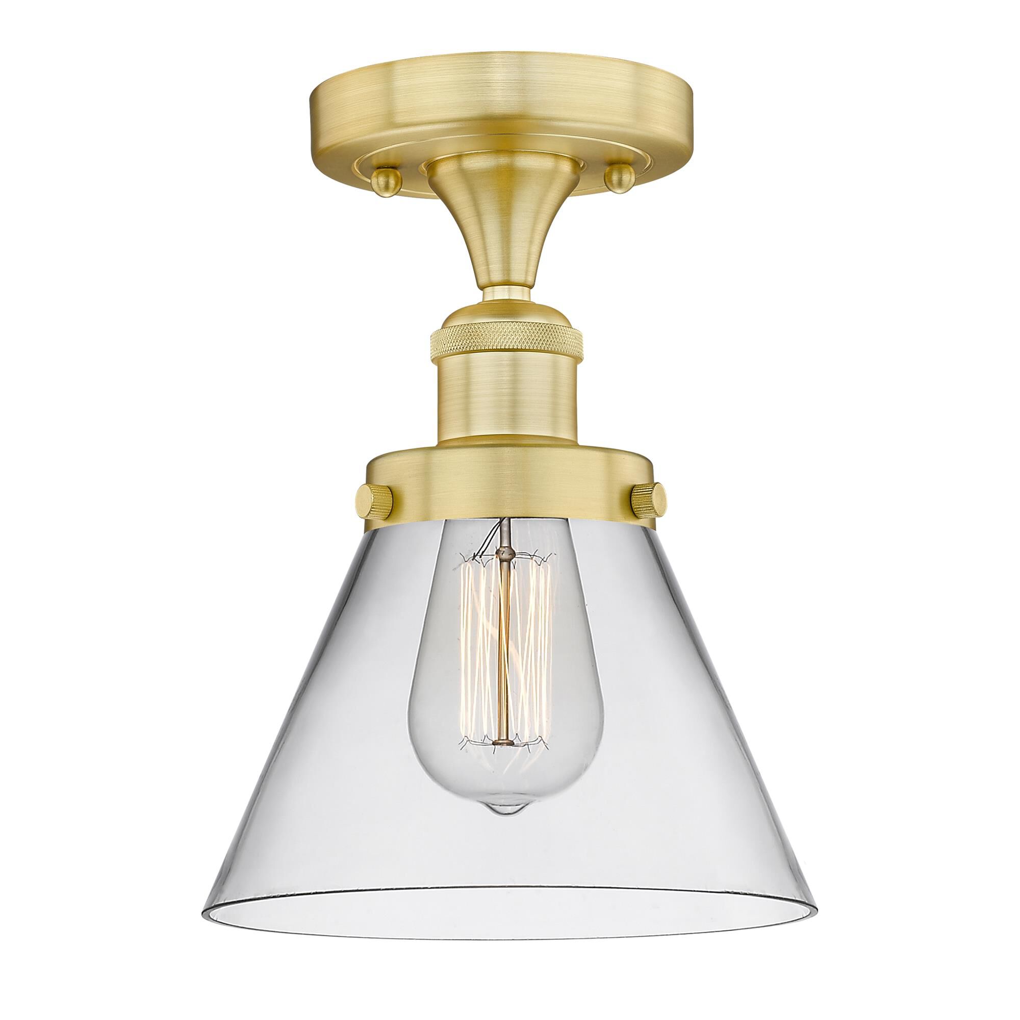 Shown in Satin Gold finish and Clear glass
