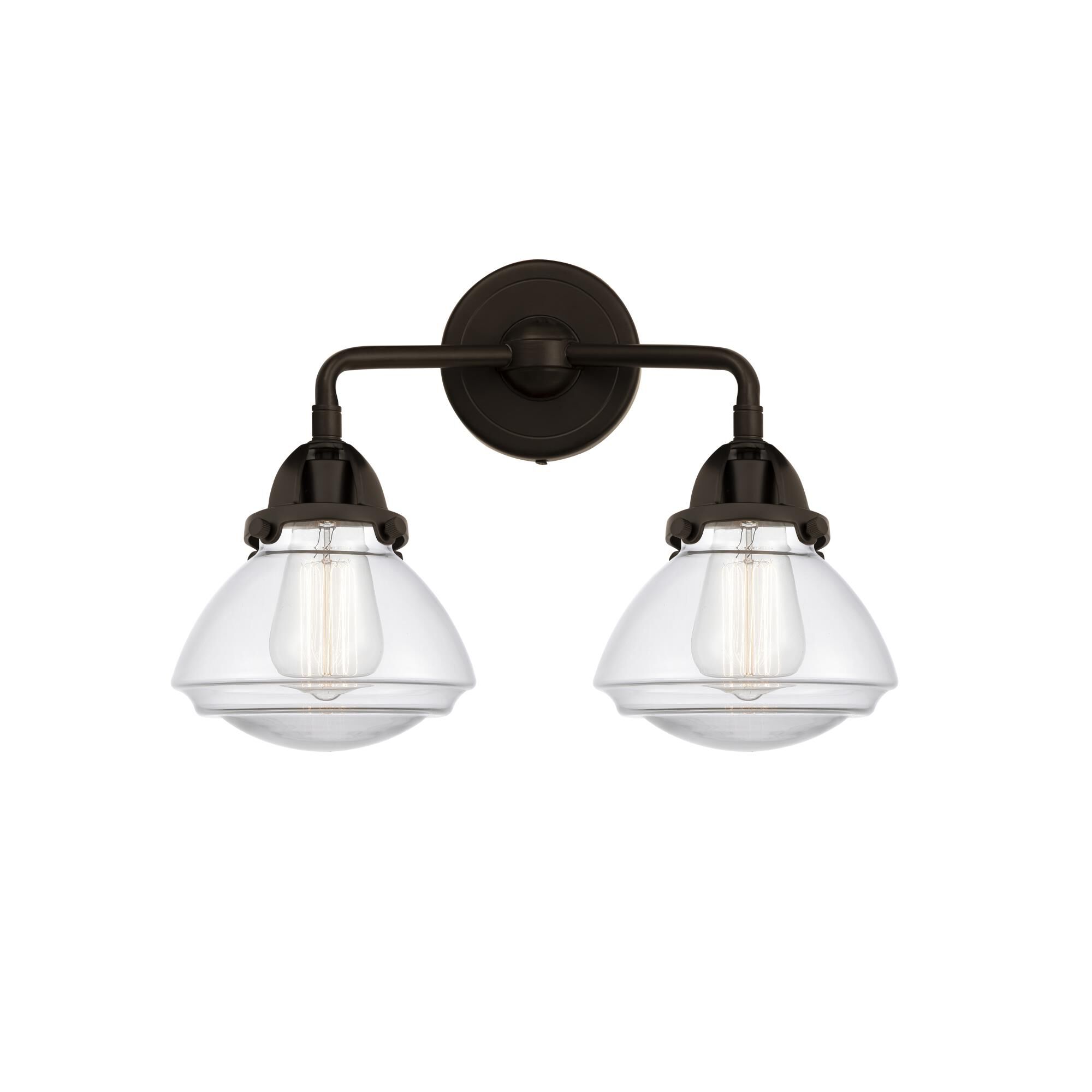 Shown in Oil Rubbed Bronze finish and Clear Olean glass and No Shade shade