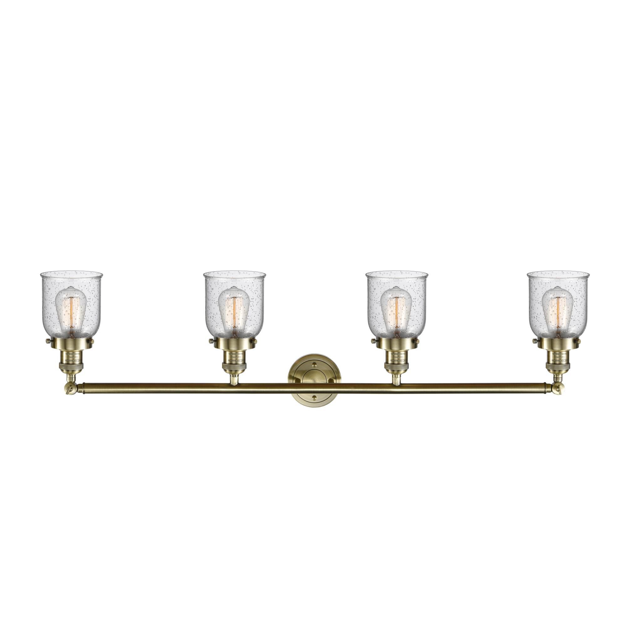 Shown in Antique Brass finish and Seedy glass