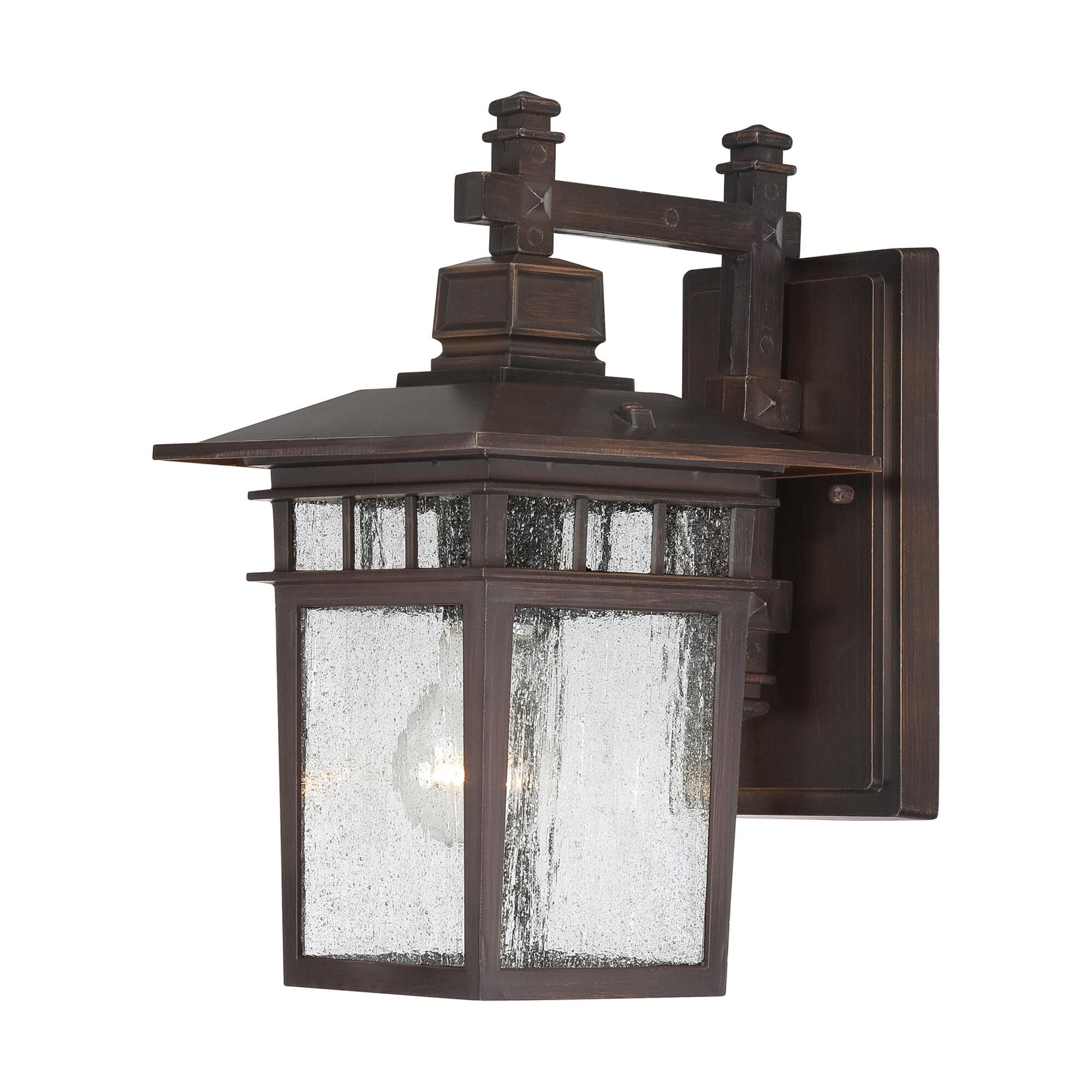 Shown in Rustic Bronze finish and Clear Seed glass