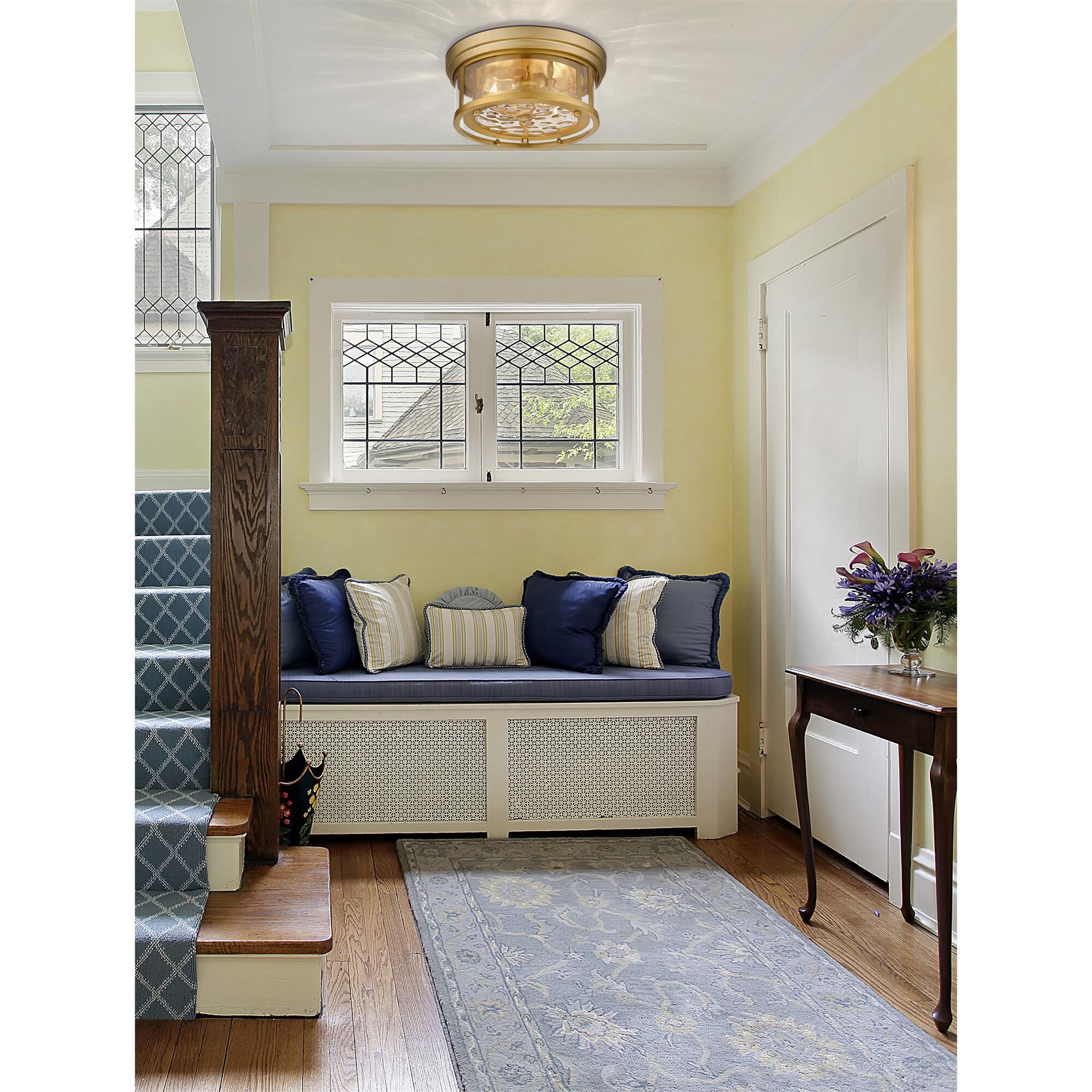Shown in Olde Brass finish and Inner Clear Water and Outer Clear glass and No Shade shade
