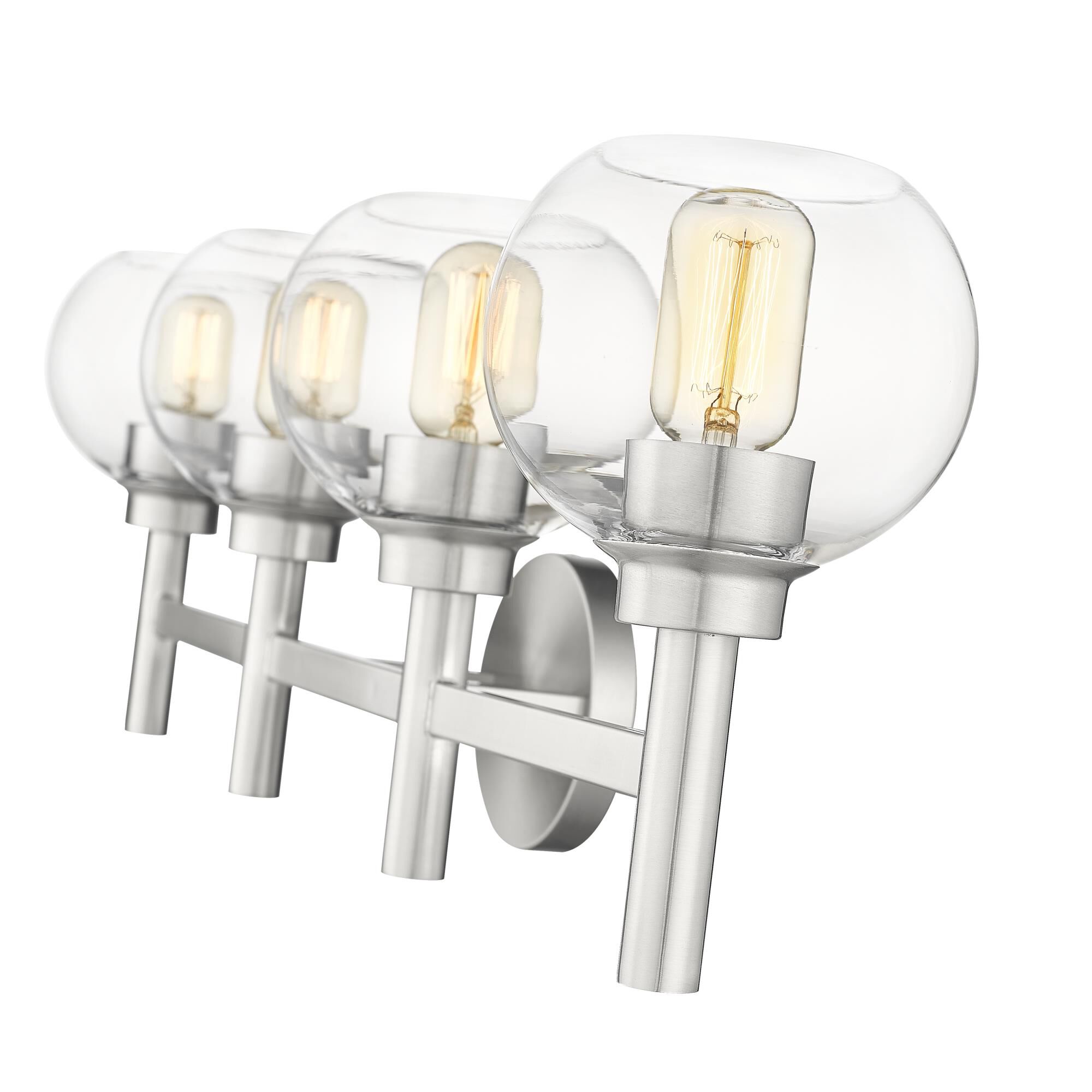 Shown in Brushed Nickel finish and Clear glass