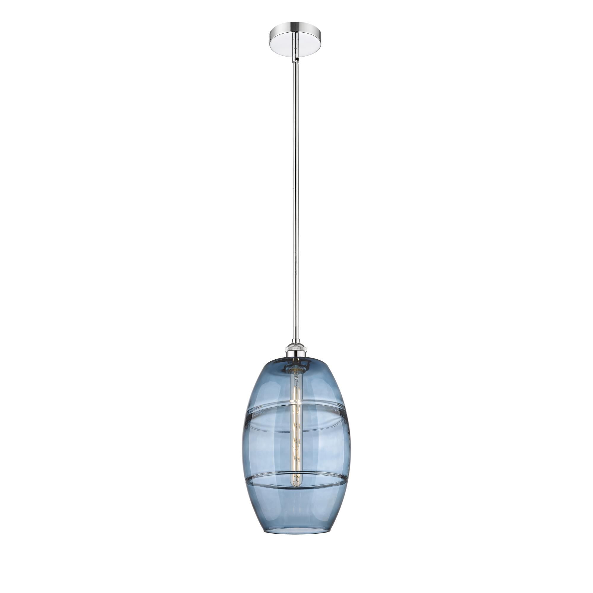 Shown in Polished Chrome finish and Princess Blue glass