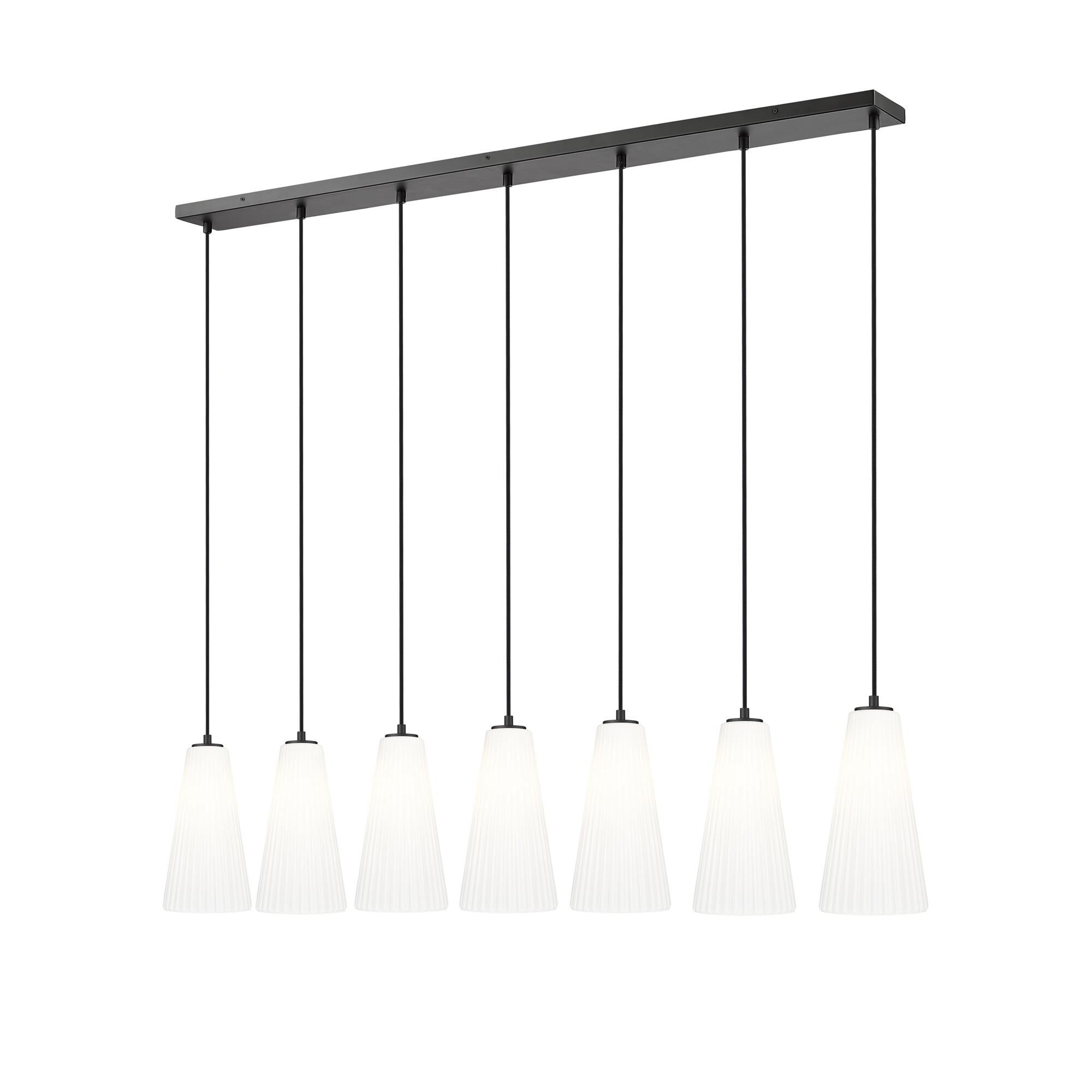 Shown in Matte Black finish and White glass and White shade