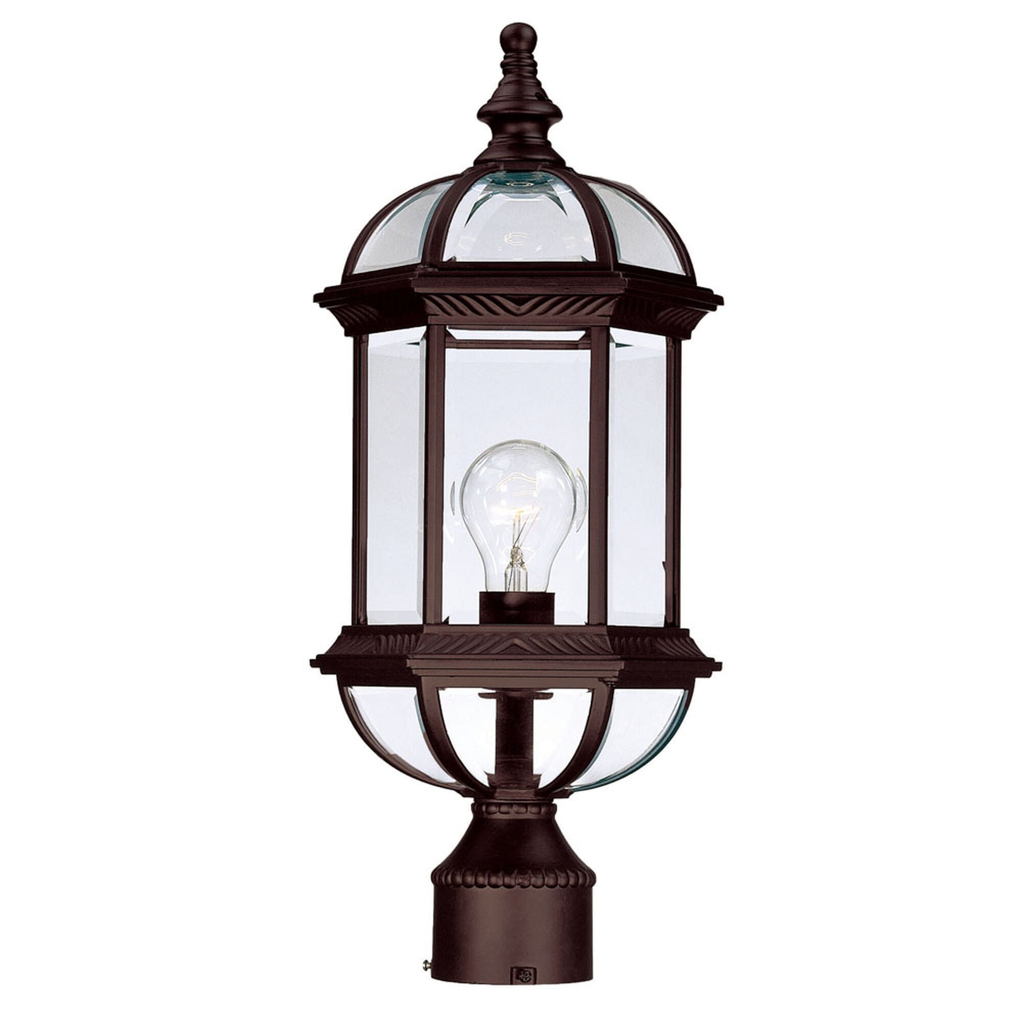Shown in Burled Walnut finish and Clear glass and Clear Beveled Glass Panes shade
