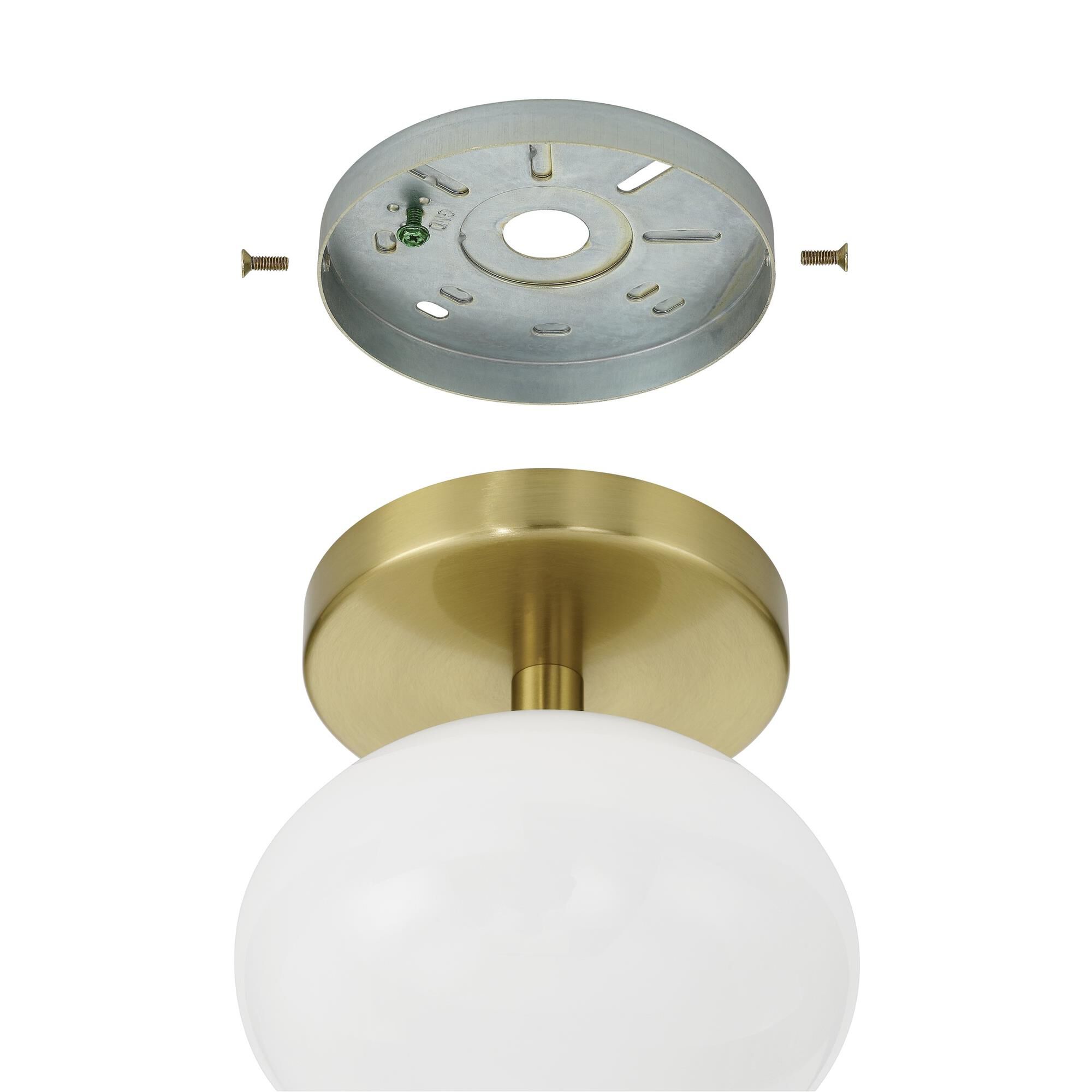 Shown in Brushed Gold finish and Opal glass