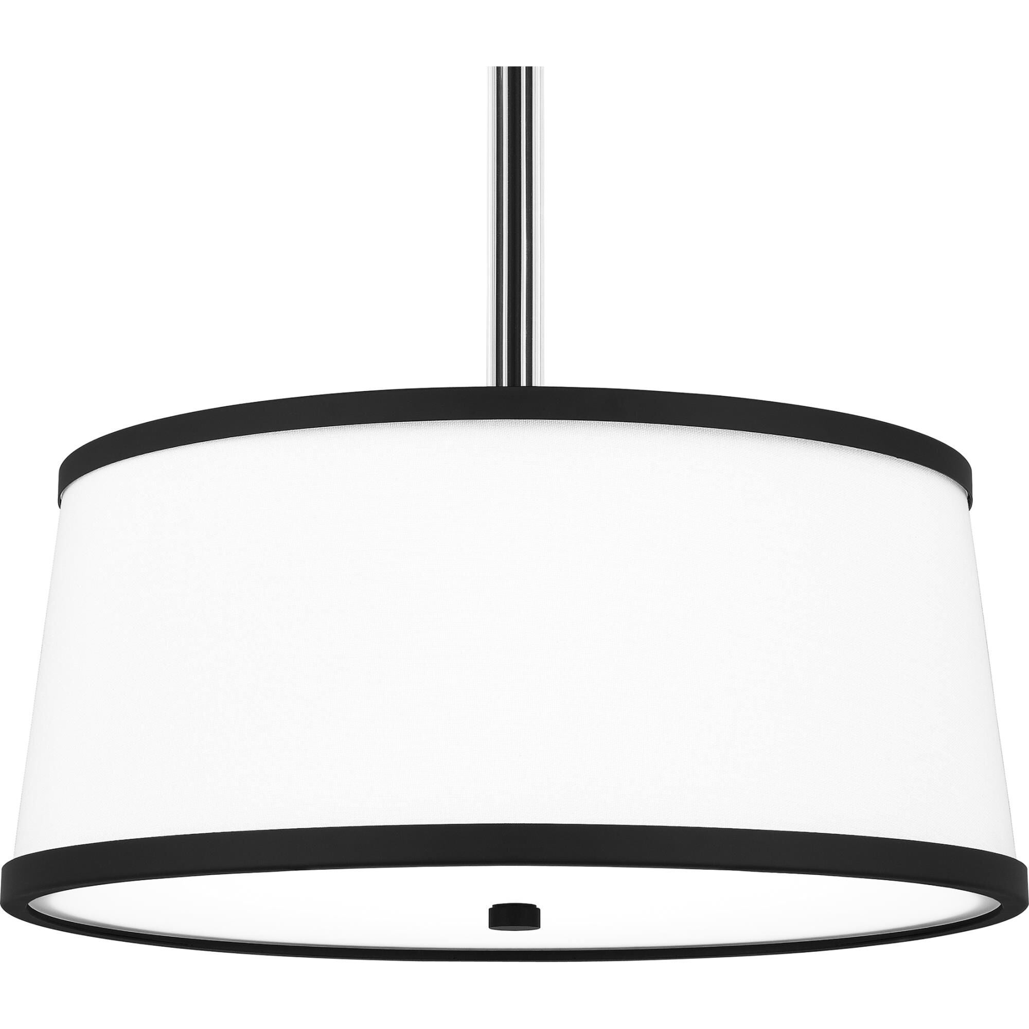 Shown in Matte Black finish and Egg Shell Fabric shade