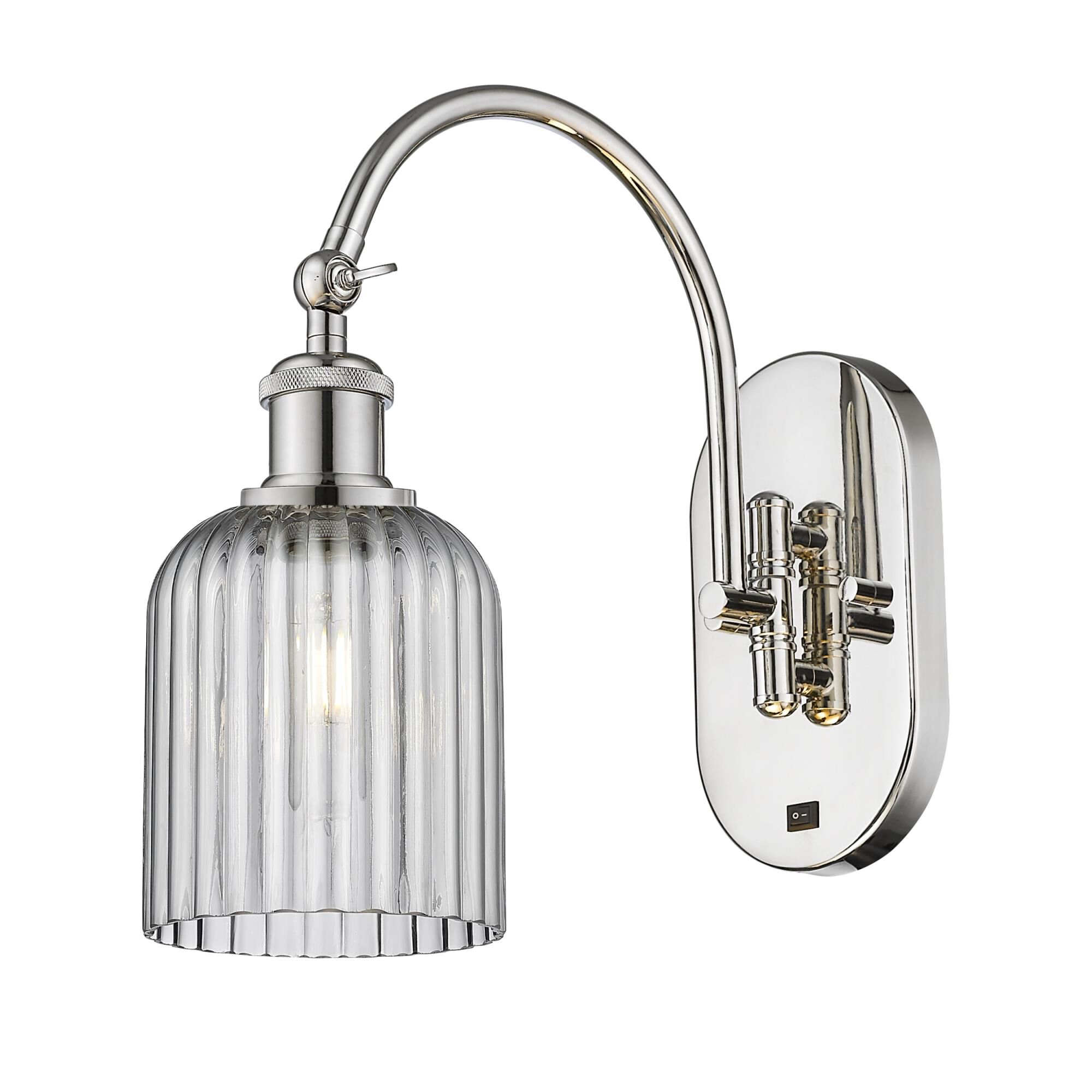 Shown in Polished Nickel finish and Light Smoke shade
