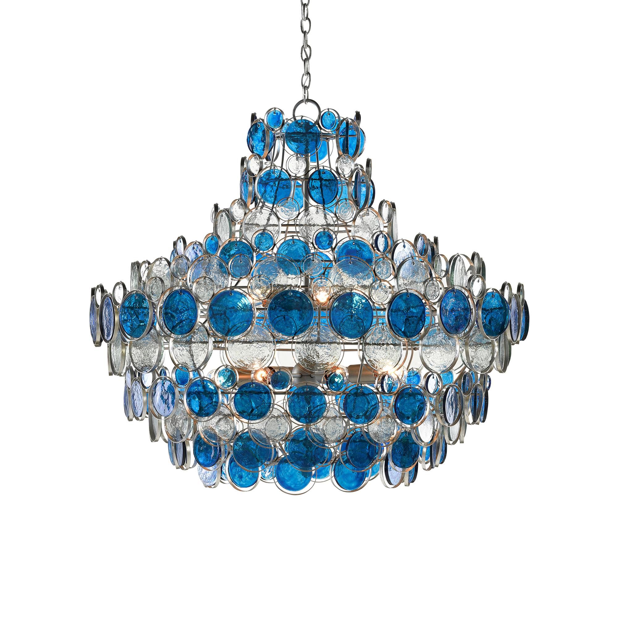 Shown in Contemporary Silver Leaf/Painted  Silver/Blue finish