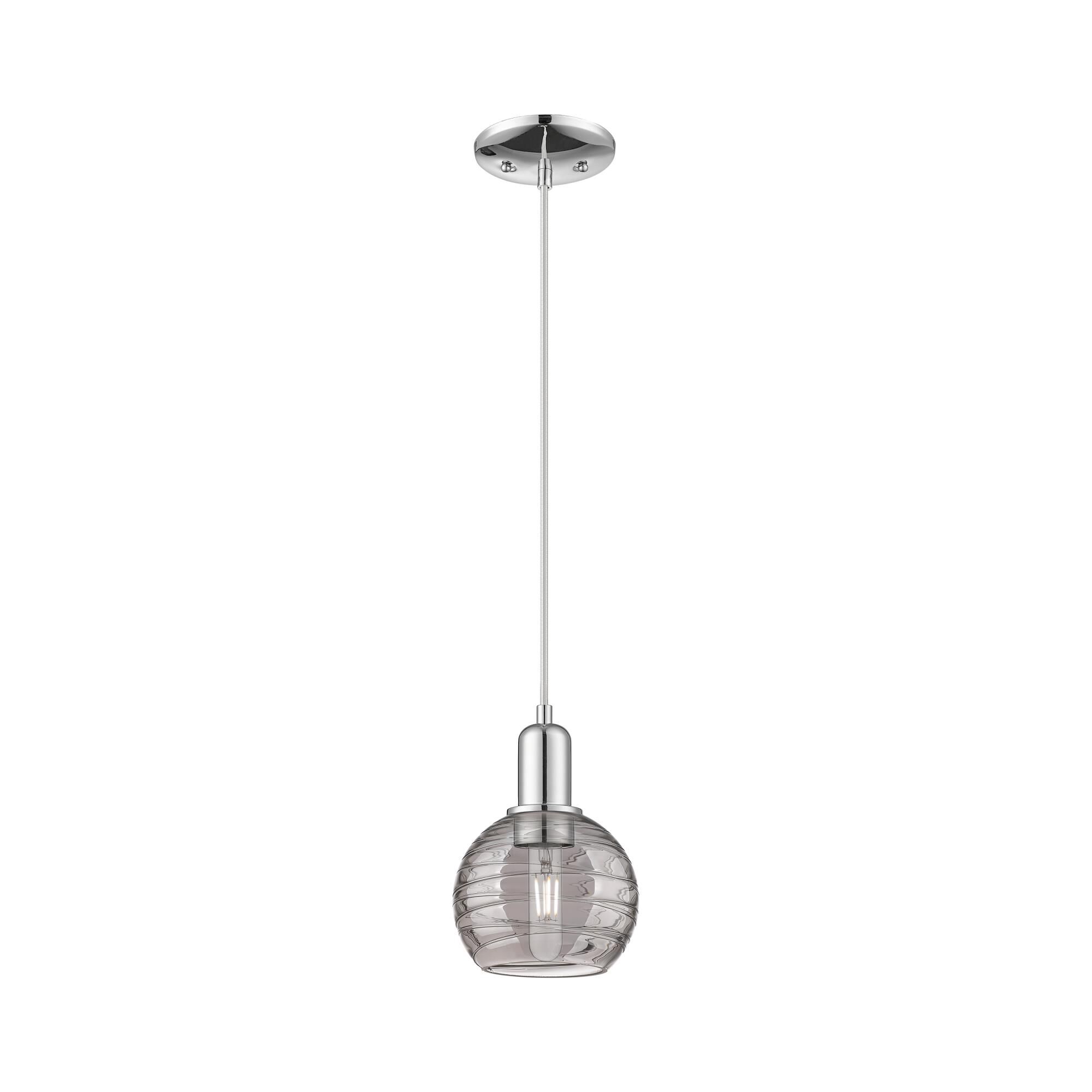 Shown in Polished Chrome finish and Light Smoke Deco Swirl glass