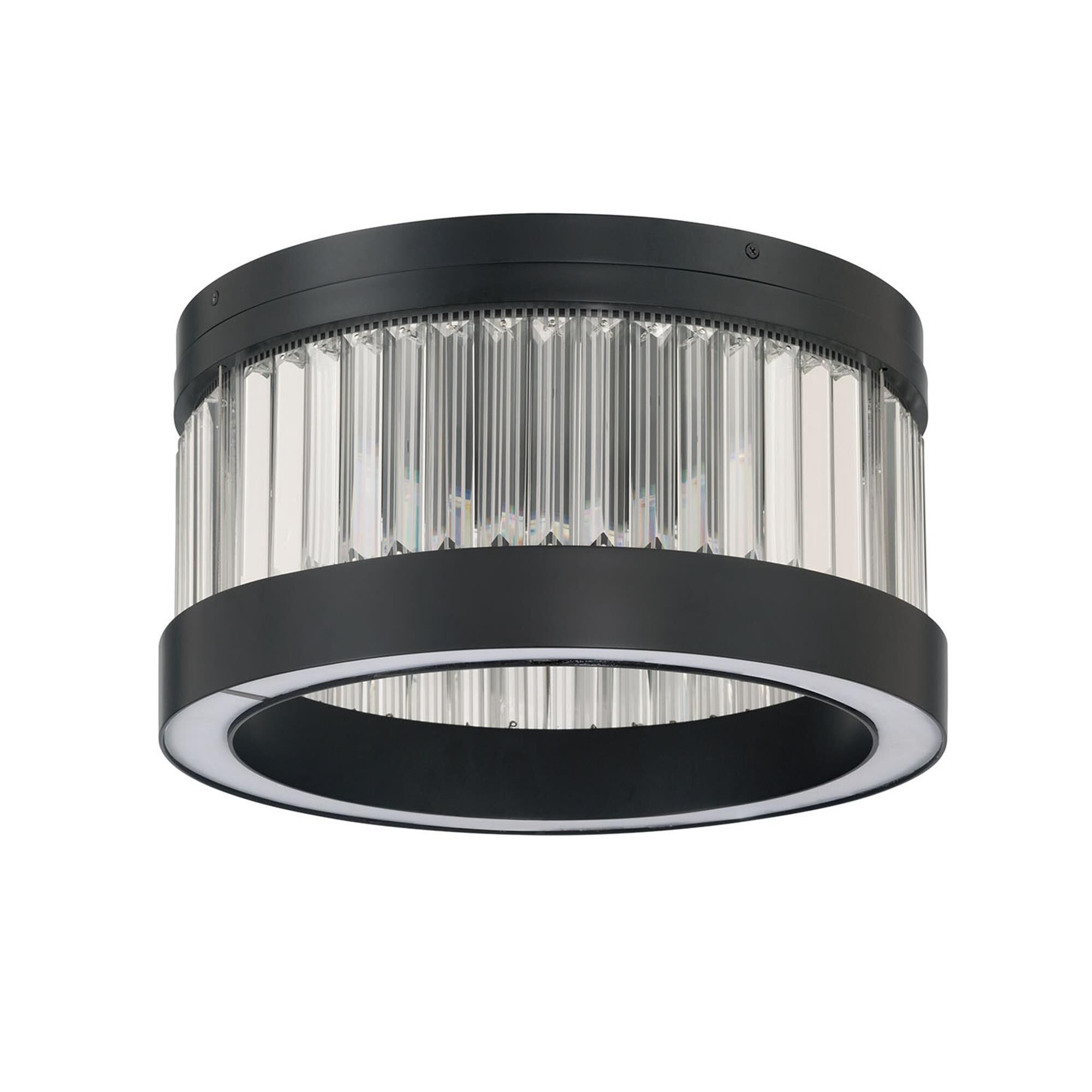 Shown in Matte Black finish and Clear Crystal glass