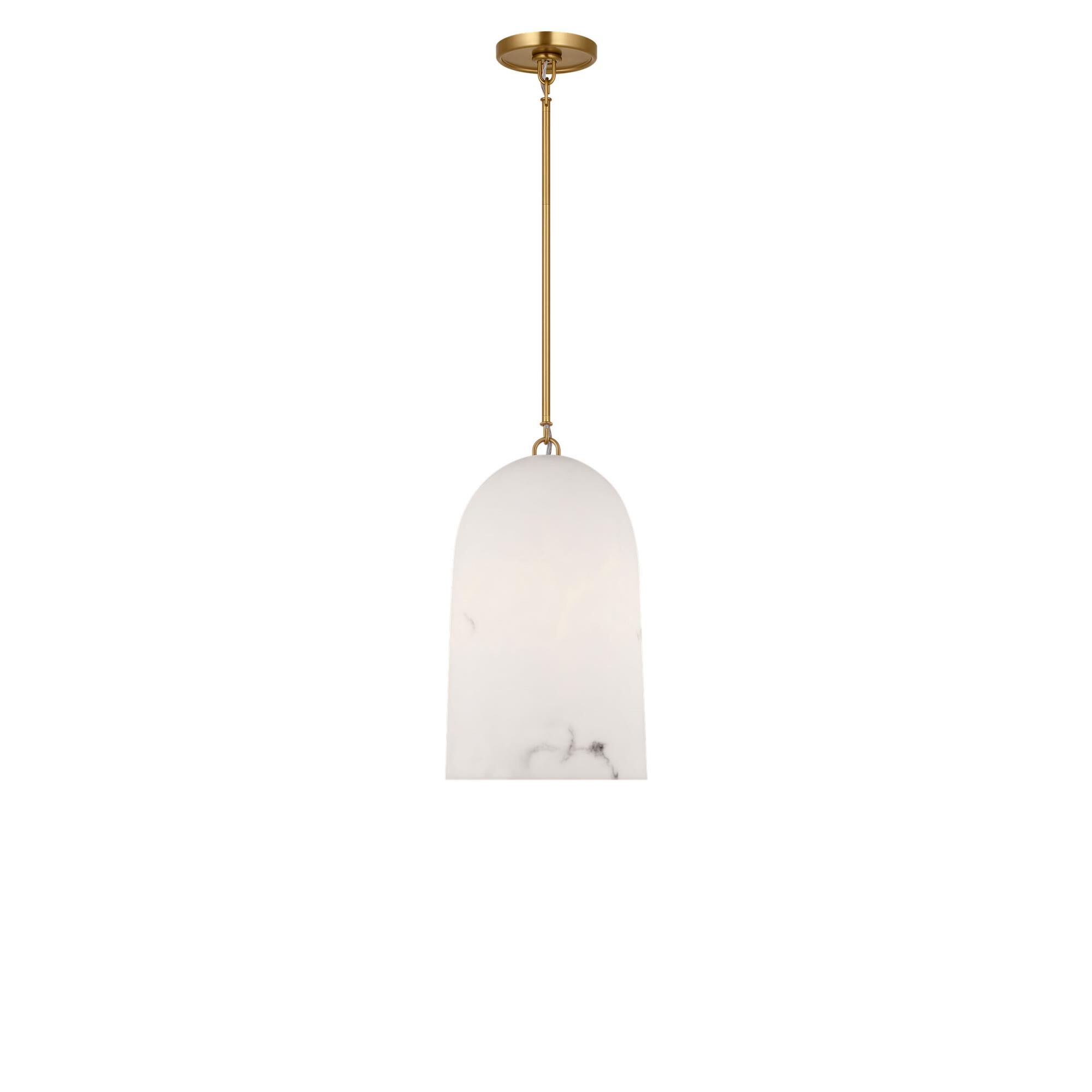 Shown in Burnished Brass finish and Faux Alabaster Resin shade