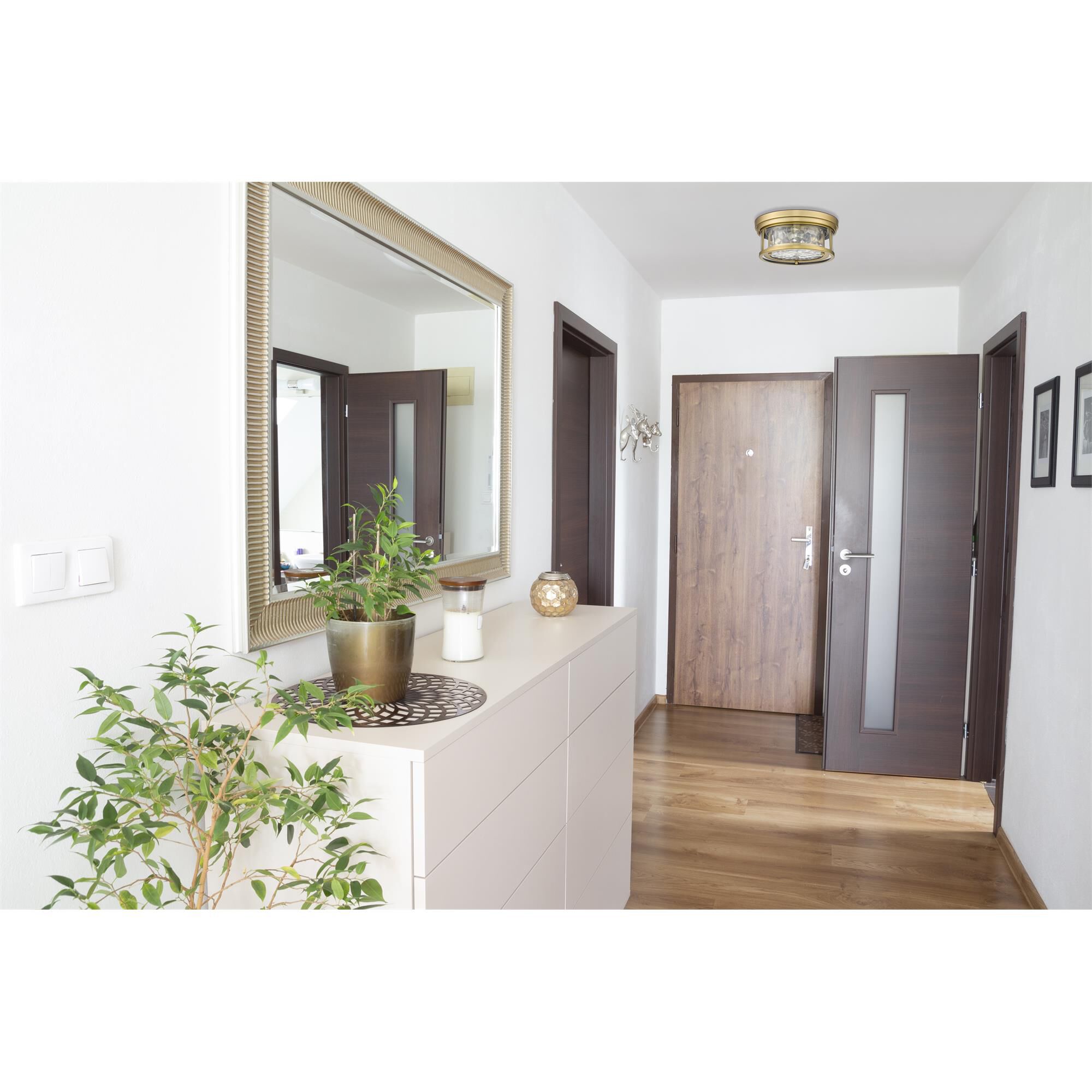 Shown in Rubbed Brass finish and Inner Clear Water and Outer Clear glass and No Shade shade