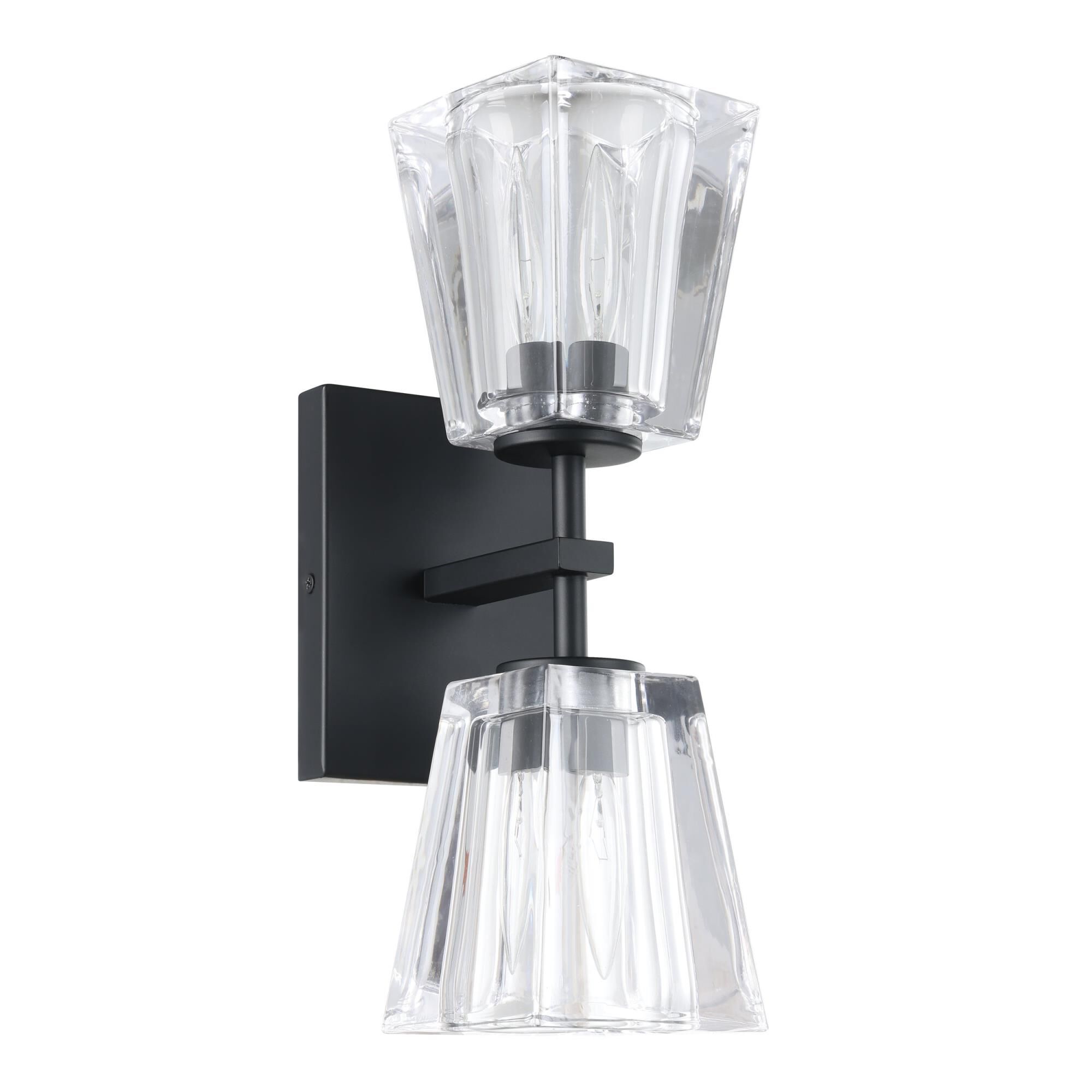 Shown in Matte Black finish and Clear Pressed glass